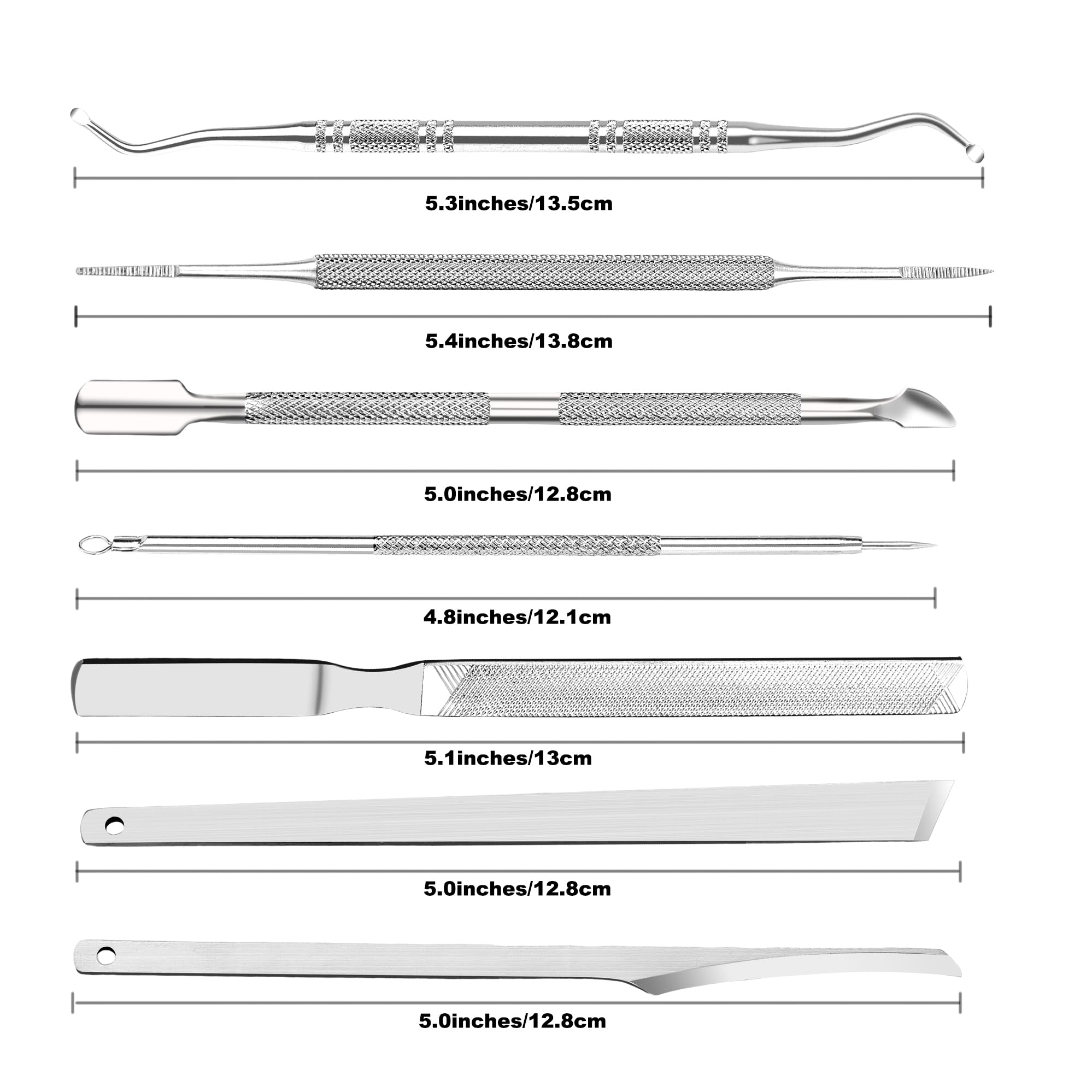 ZIZZON 7 Pcs Ingrown Toenail File and Lifters Set, Stainless Steel Ingrown Toenail Removal Kit, Manicure Treatment Under Nail Cl