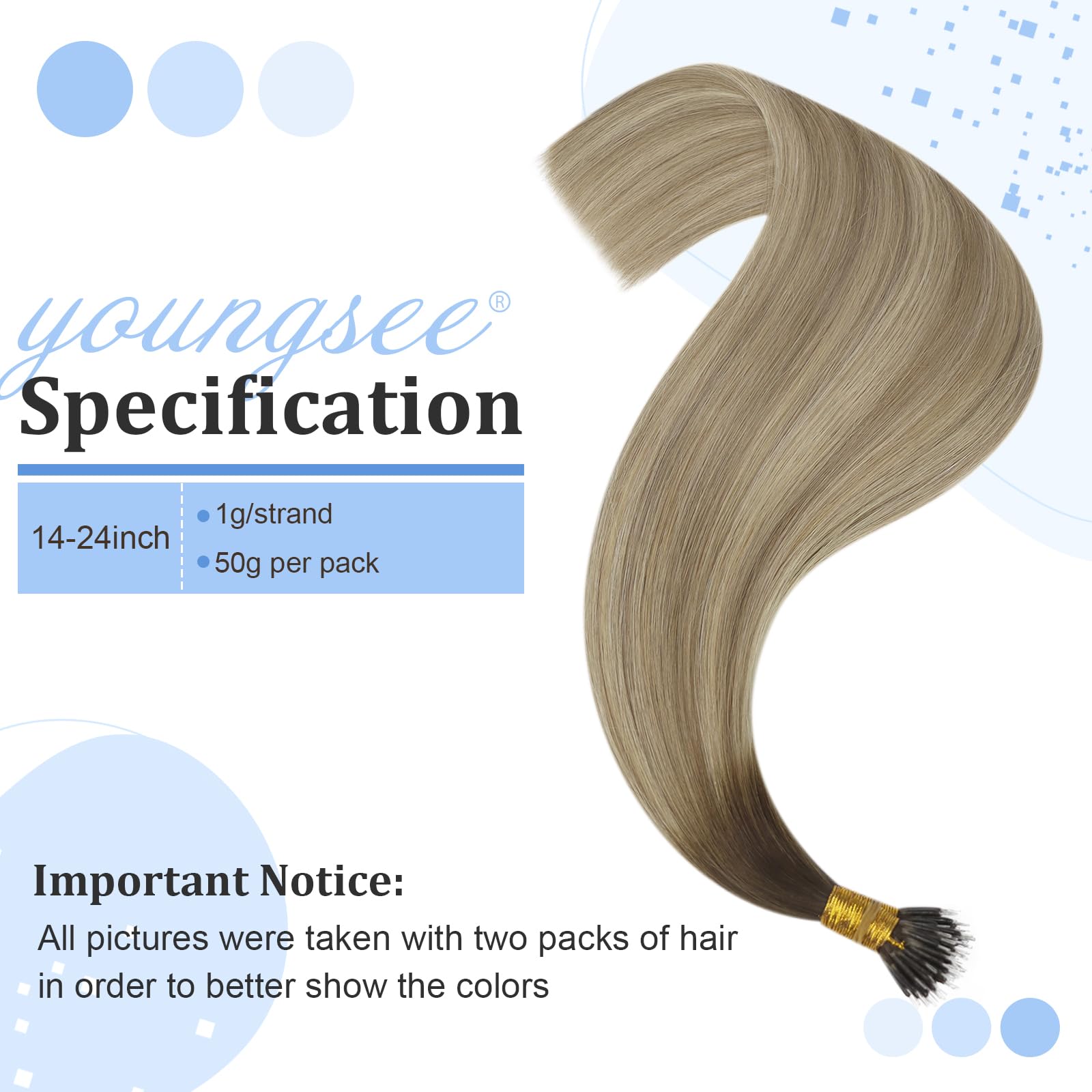 Youngsee Pre Bonded Nano Hair Extensions Balayage Brown Nano Hair Extensions Real Human Hair Dark Brown Ombre Light Brown With B