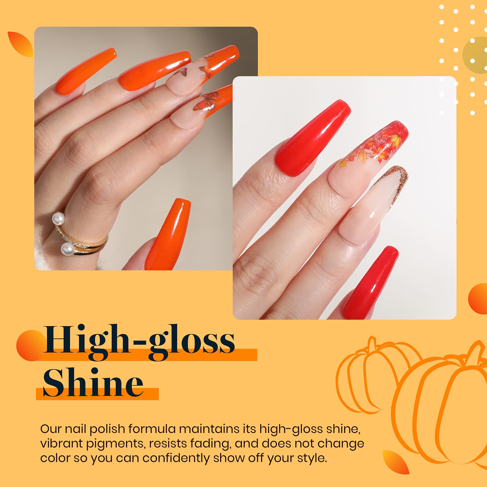 Beetles 6 Colors Gel Polish Set, Burgundy Red Green Orange Gel Nail Polish Colors Sunset Leaves Nail Polish Soak Off Nail Art La