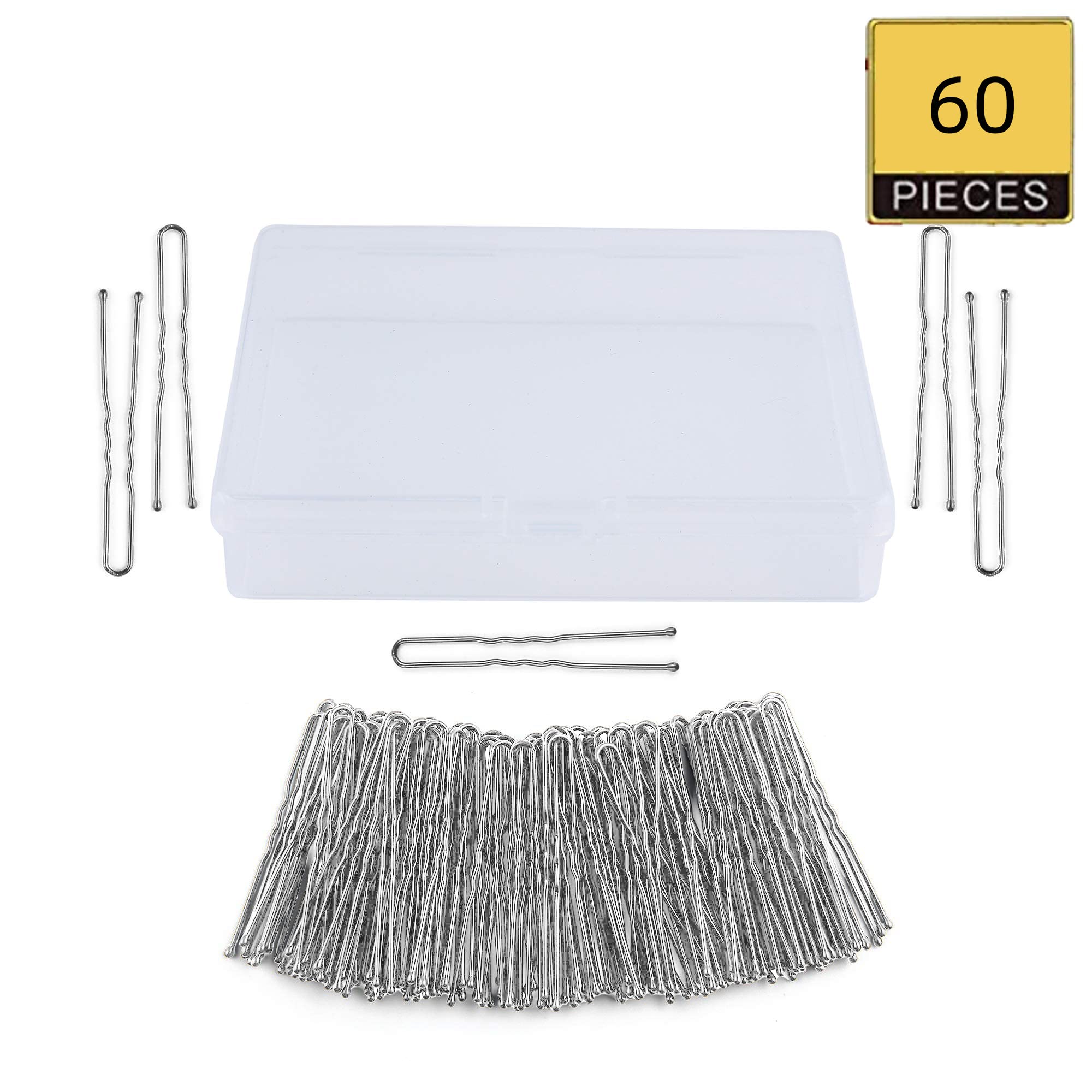 U Shaped Hair Pins Pins Bun Hair Pins,Wedding Bridal Silver Hair Pins (Silver-60Pcs)