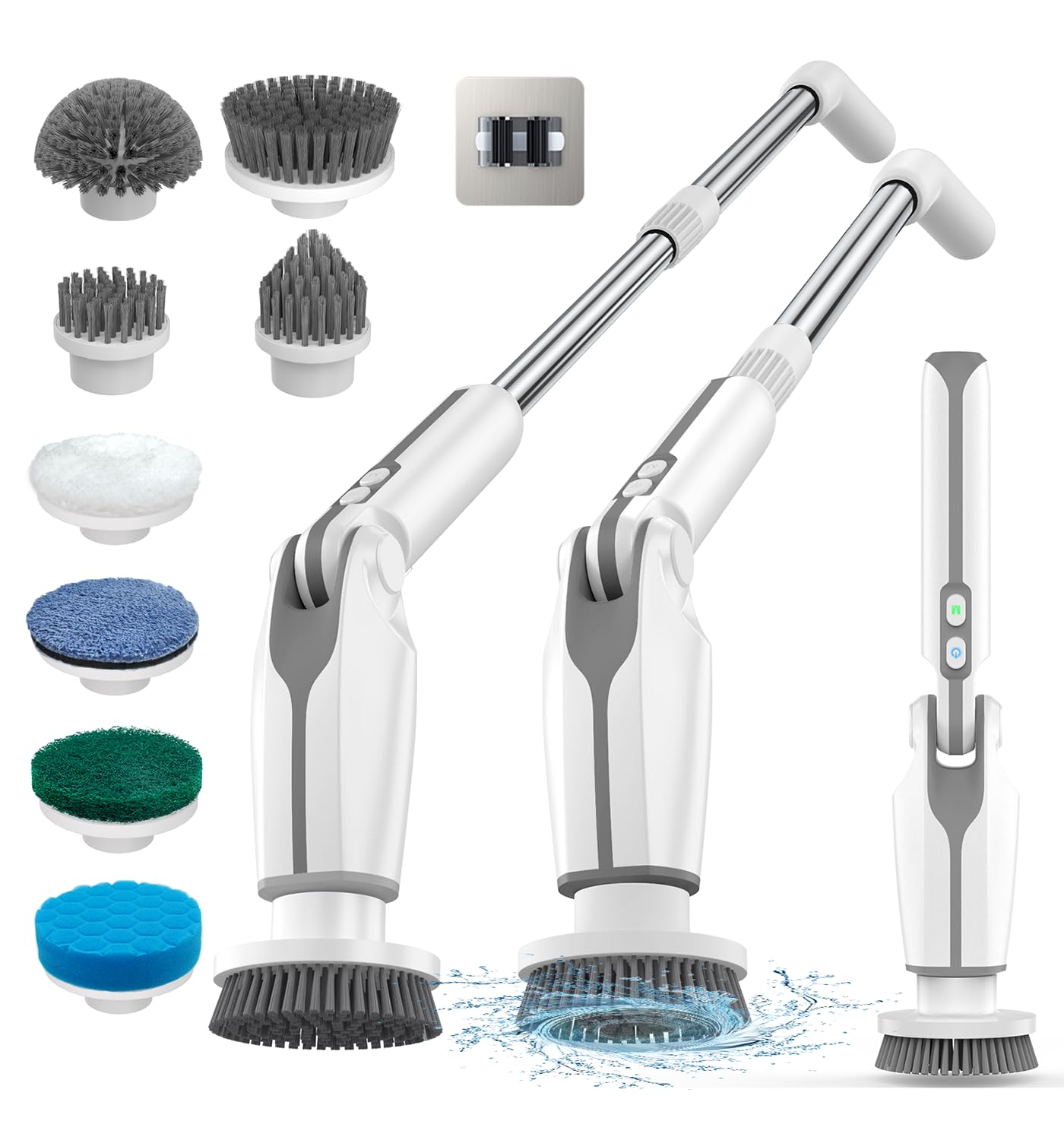 Leebein Electric Spin Scrubber, 2024 New Electric Scrubber With 4 Adjustable Angles And 8 Brush Heads, Shower Scrubber With Long