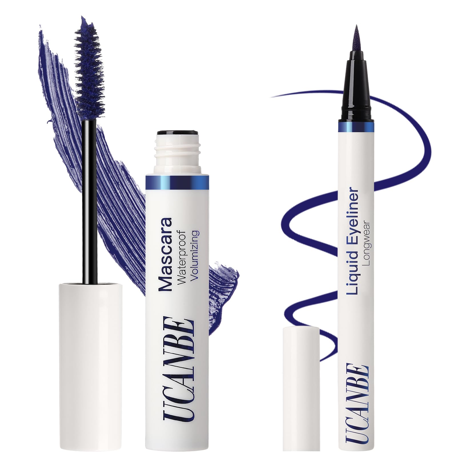 Ucanbe Blue Mascara And Liquid Eyeliner Set, Waterproof Colored Eye Makeup Duo - Enhance Your Gaze With Natural Lasting Lift & C