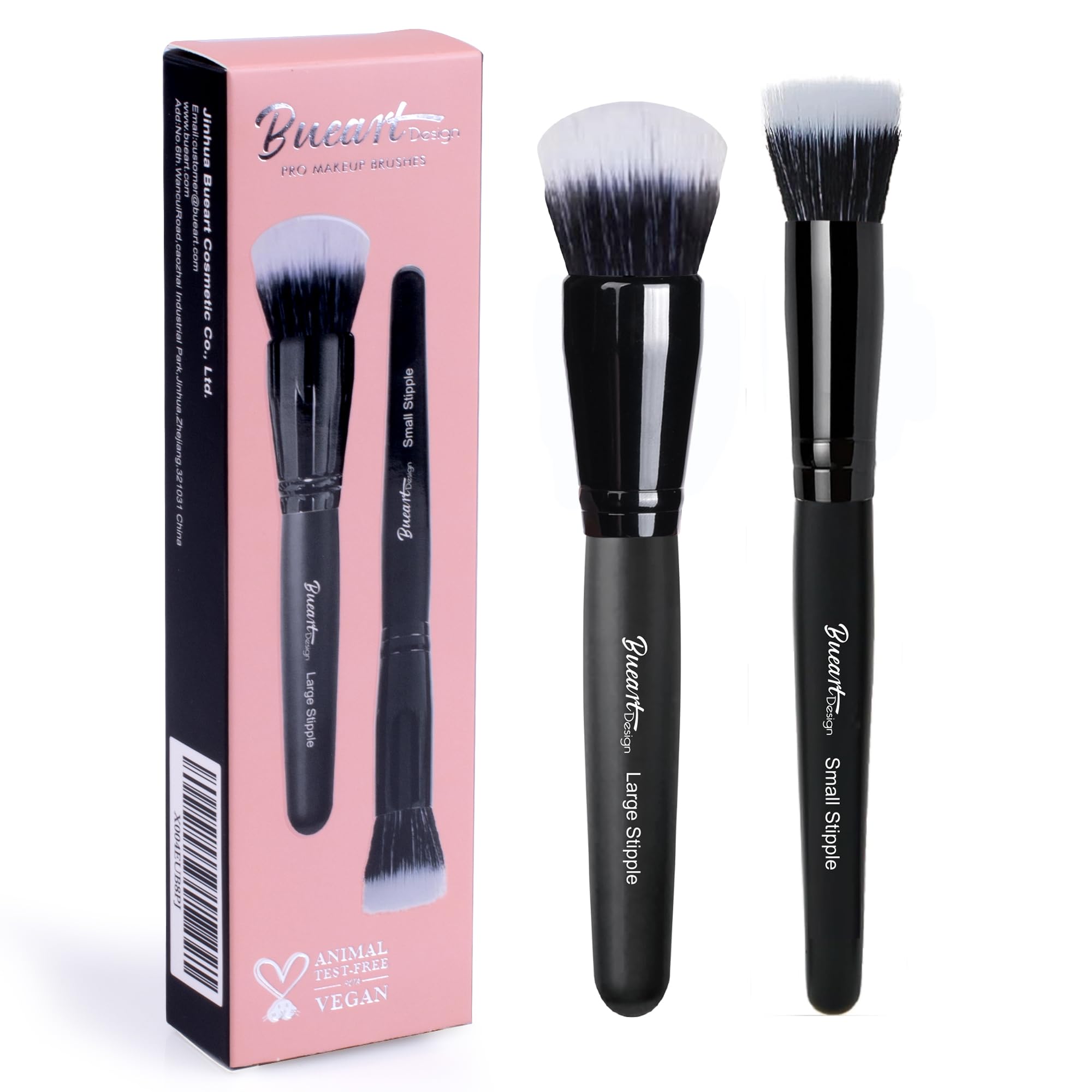 Bueart Design Domed Stipple Makeup Brush with Small Stipple Makeup Brush For lightly applies and blends face powders, liquid blu