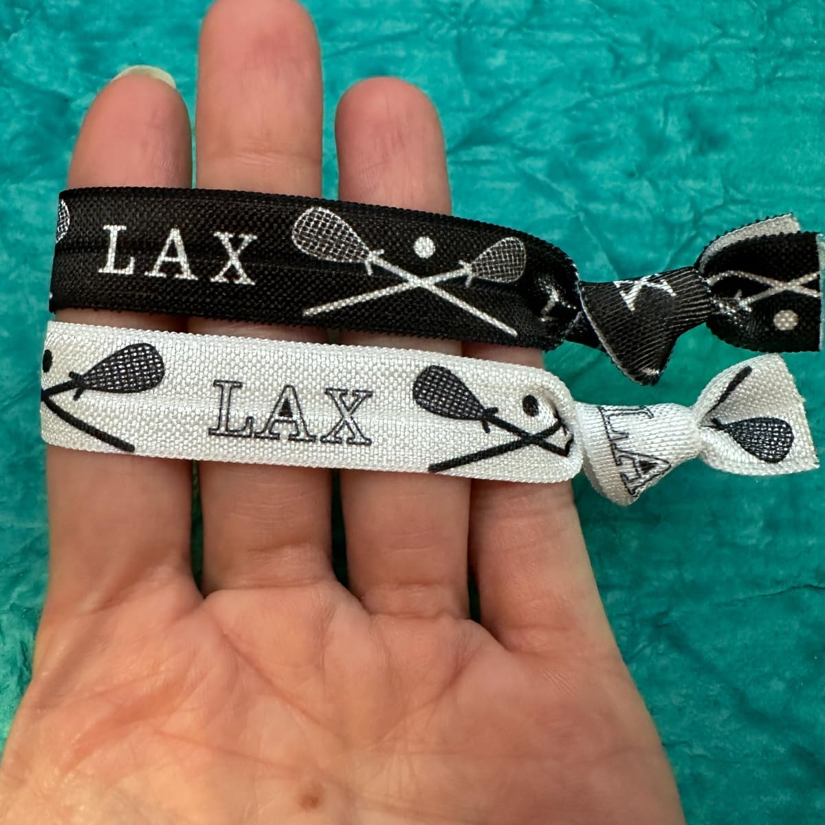 Sportybella Lacrosse Hair Ties for Girls - No Crease, No Tug Ponytail Holders with Lacrosse Design. Lax Party Favors and Gifts f