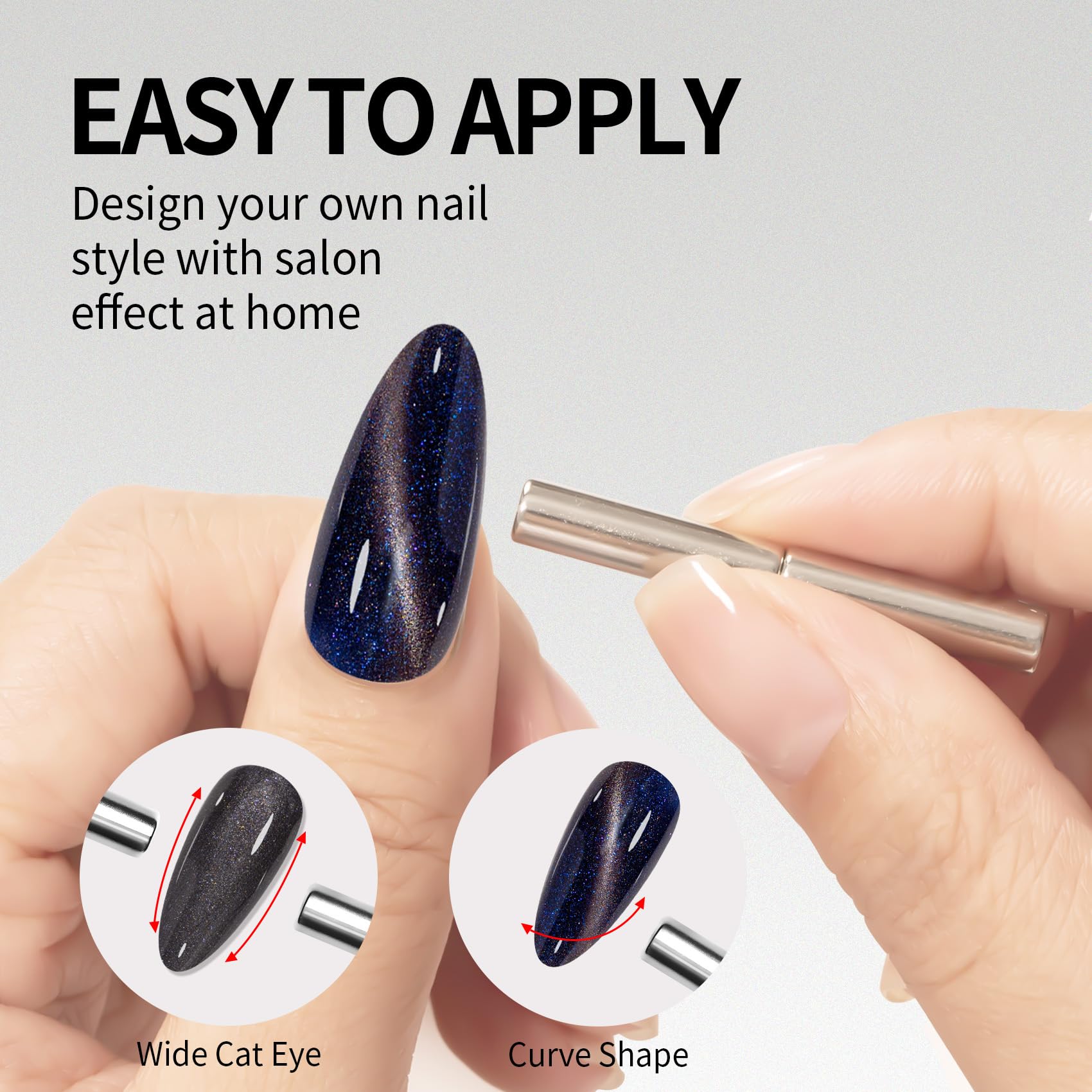 Maychao 15Ml Galaxy Cat Eye Gel Nail Polish 1Pc Dark Blue Shimmer Gel Polish With Magnet Soak Off Holographic Magnetic Nail Poli