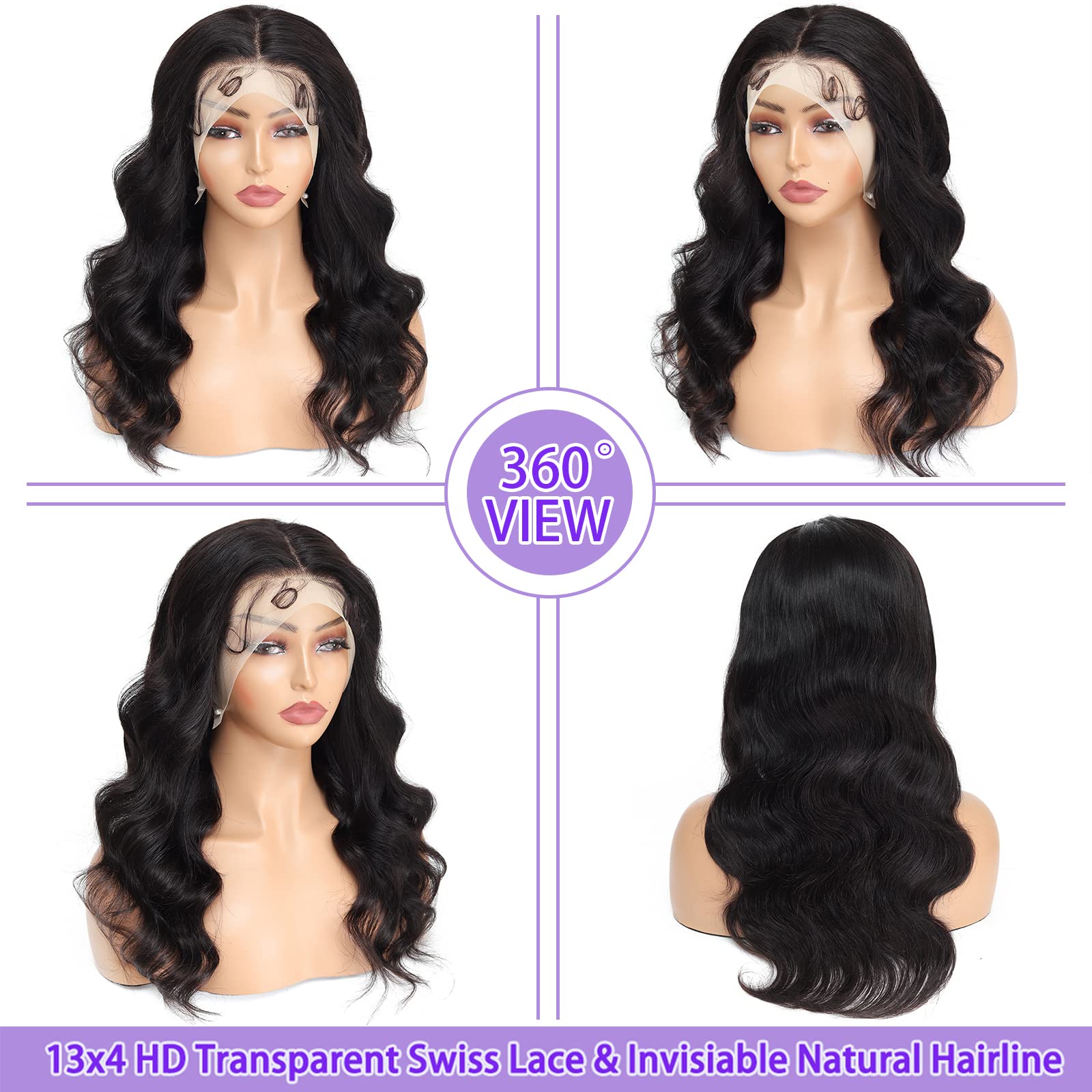 Body Wave Lace Front Wigs Human Hair Pre Plucked Glueless Human Hair Wig For Black Women 180% Density 13X4 Hd Transparent Lace F