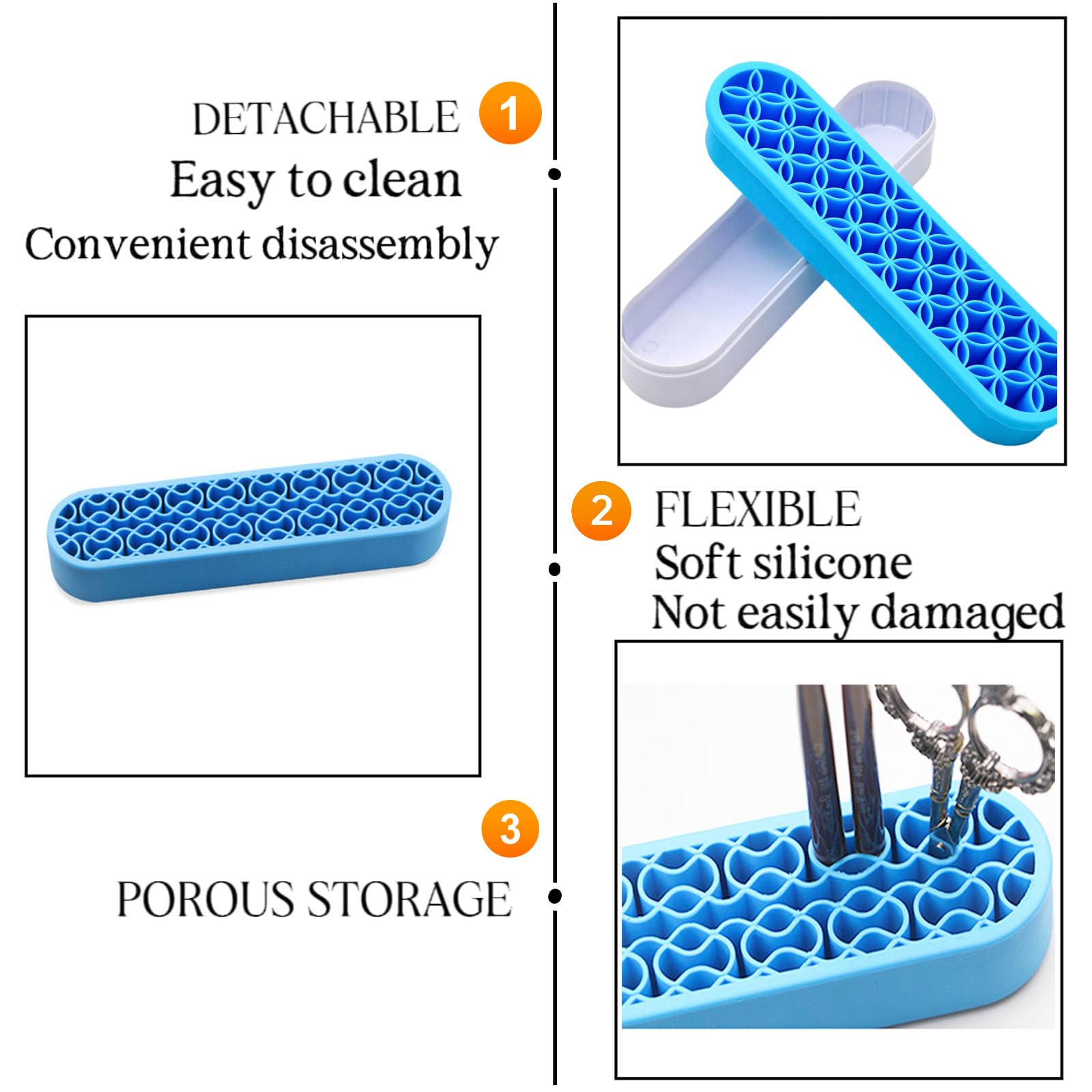 Tang Song 1 Pc Silicone Make Up Brush Holder Cosmetic Storage Box Desktop Organizers (Blue)