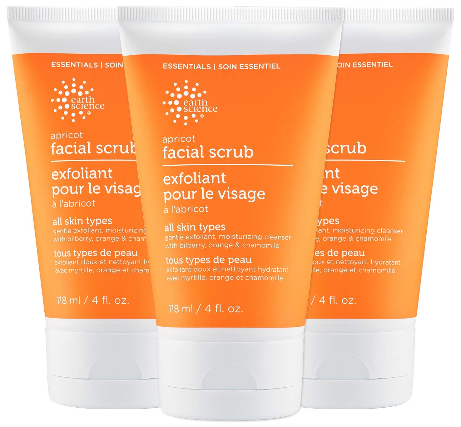 EARTH SCIENCE - Apricot Gentle Exfoliating Facial Scrub for All Skin Types (3 pk, 4 oz.)