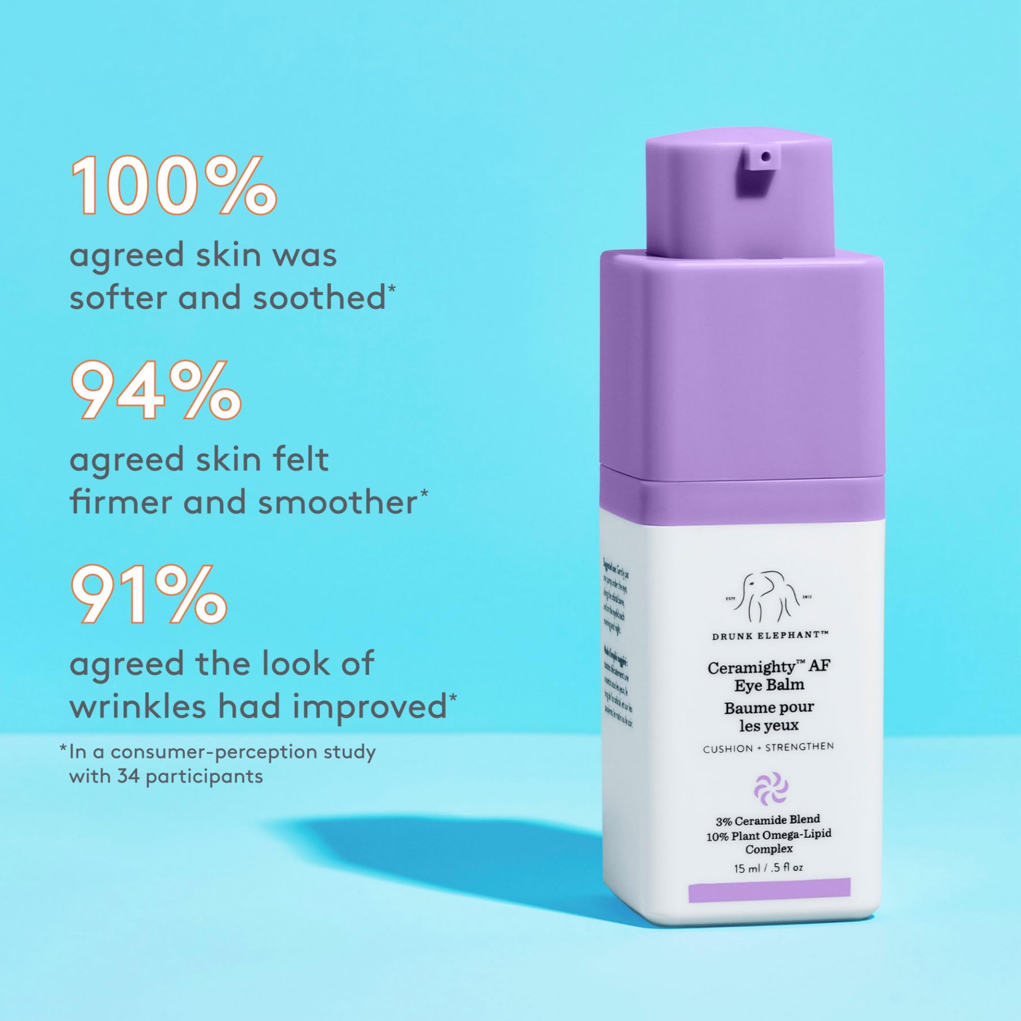 Drunk Elephant Ceramighty AF Eye Balm - 15 ml/.5 fl oz - Moisturizing Eye Cream - Clean Clinical Skincare - Cruelty-Free - Derma