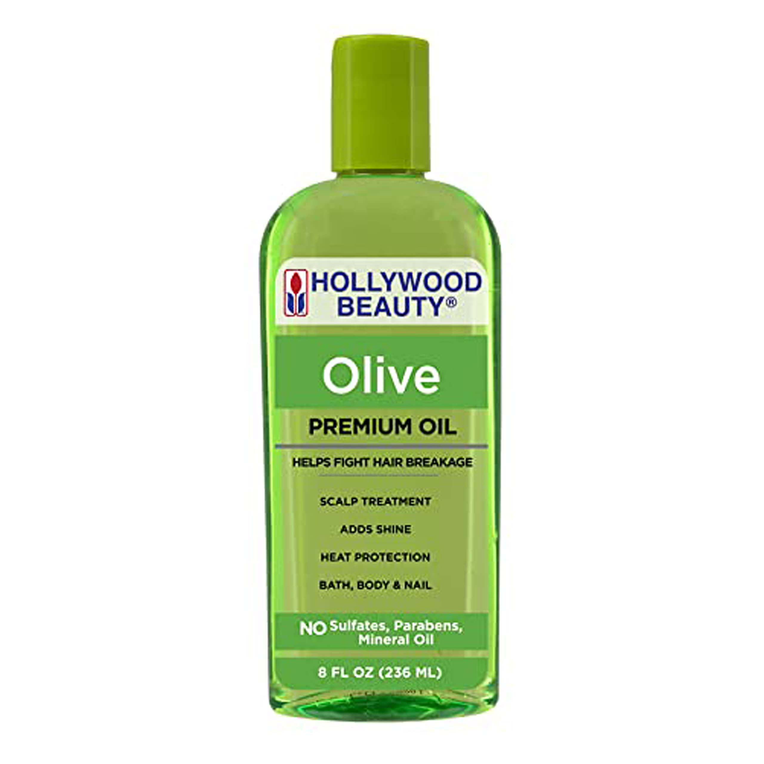 Hollywood Beauty Olive Hair Oil, 8oz Bottle, Also for Bath, Body and Nails, Fights hair breakage, Hair treatment, Adds shine, He