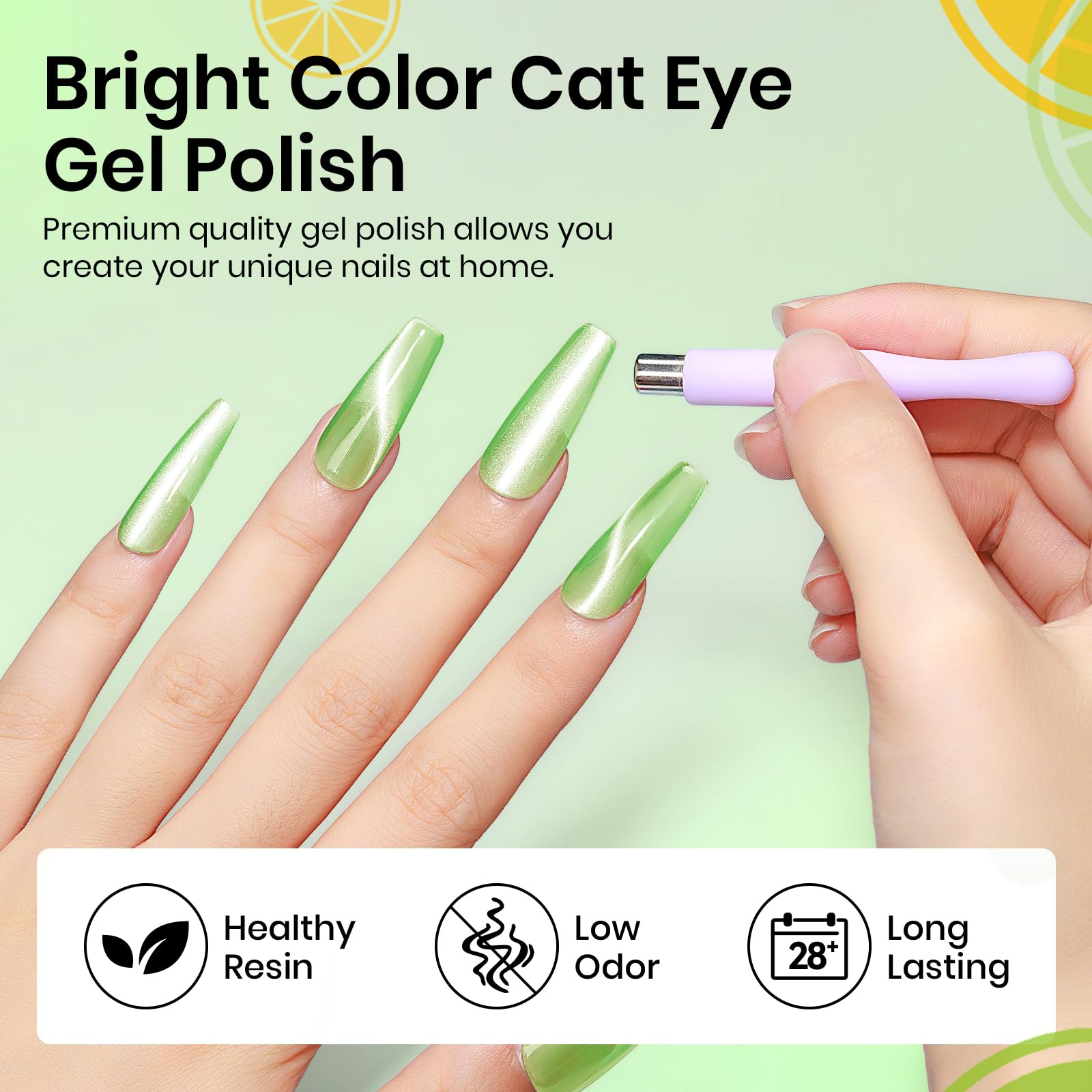 Mizhse Cat Eye Gel Nail Polish Moonlight Magnetic Gel Polish With Magnet Stick Crystal Green Magnetic Gel Nail Polish Cat Magnet