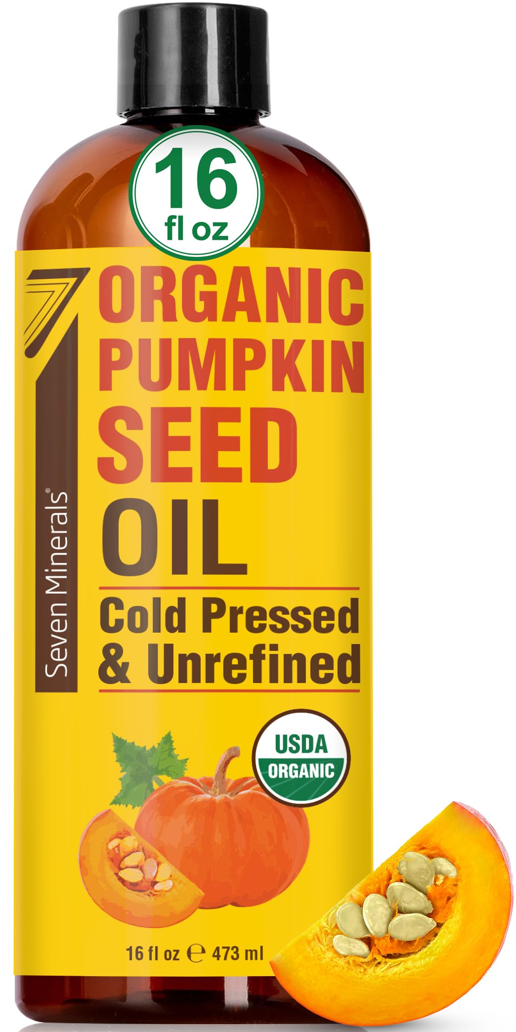 New Pumpkin Seed Oil For Hair Growth, Face, & Body - Big 16Oz Bottle - Usda Organic, Cold-Pressed, & Hexane Free - Lightweight,
