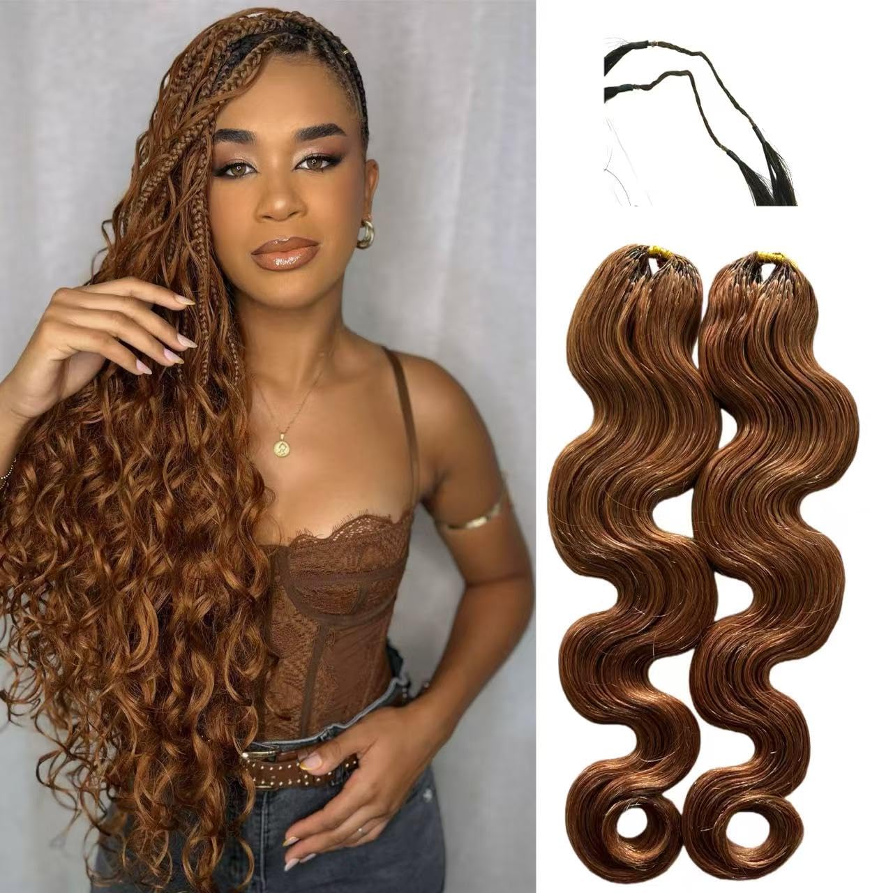 #30 Color GoGobraids 100% Human Hair Body Wave Knotless Pre-Separated Crochet Hair feather crochet human hair extensions for Wom