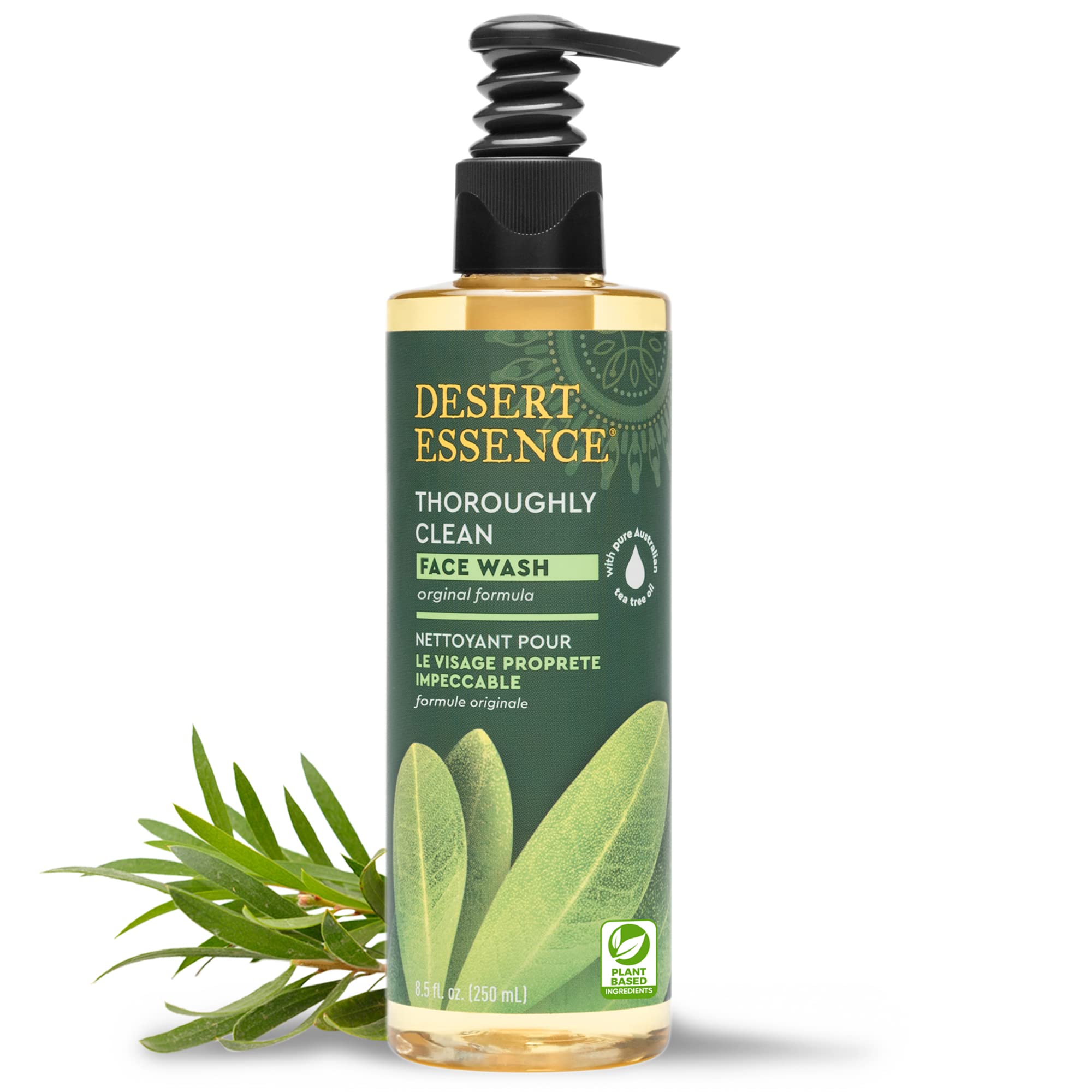 Desert Essence Thoroughly Clean Face Wash - Original - 8.5 Fl Oz - Tea Tree Oil - For Soft Radiant Skin - Gentle Cleanser - Extr
