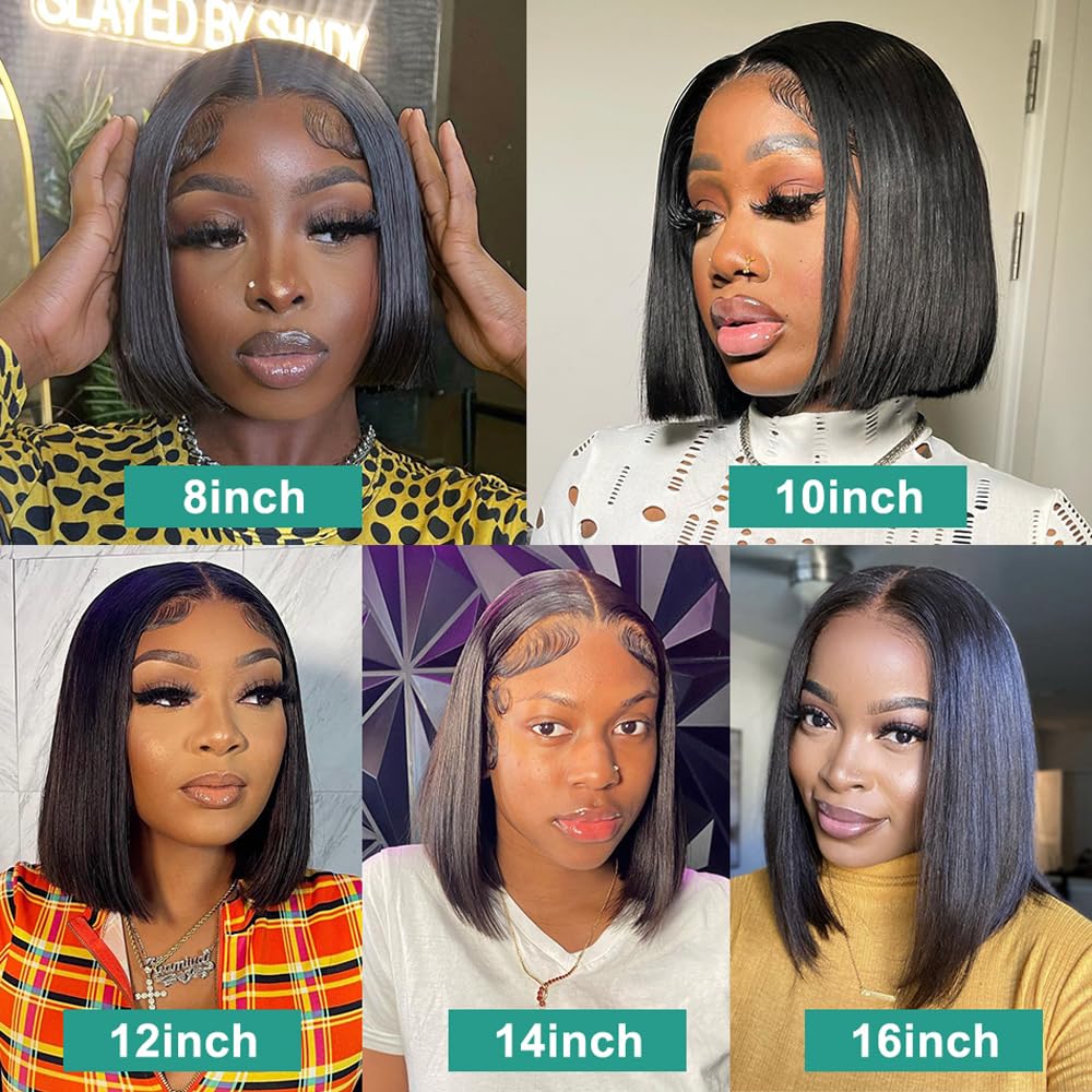 Karlami Short Bob Wigs Human Hair 5X5 Closure Wig Human Hair Brazilian Straight Bob Human Hair Wigs 150% Density Pre Plucked Wit