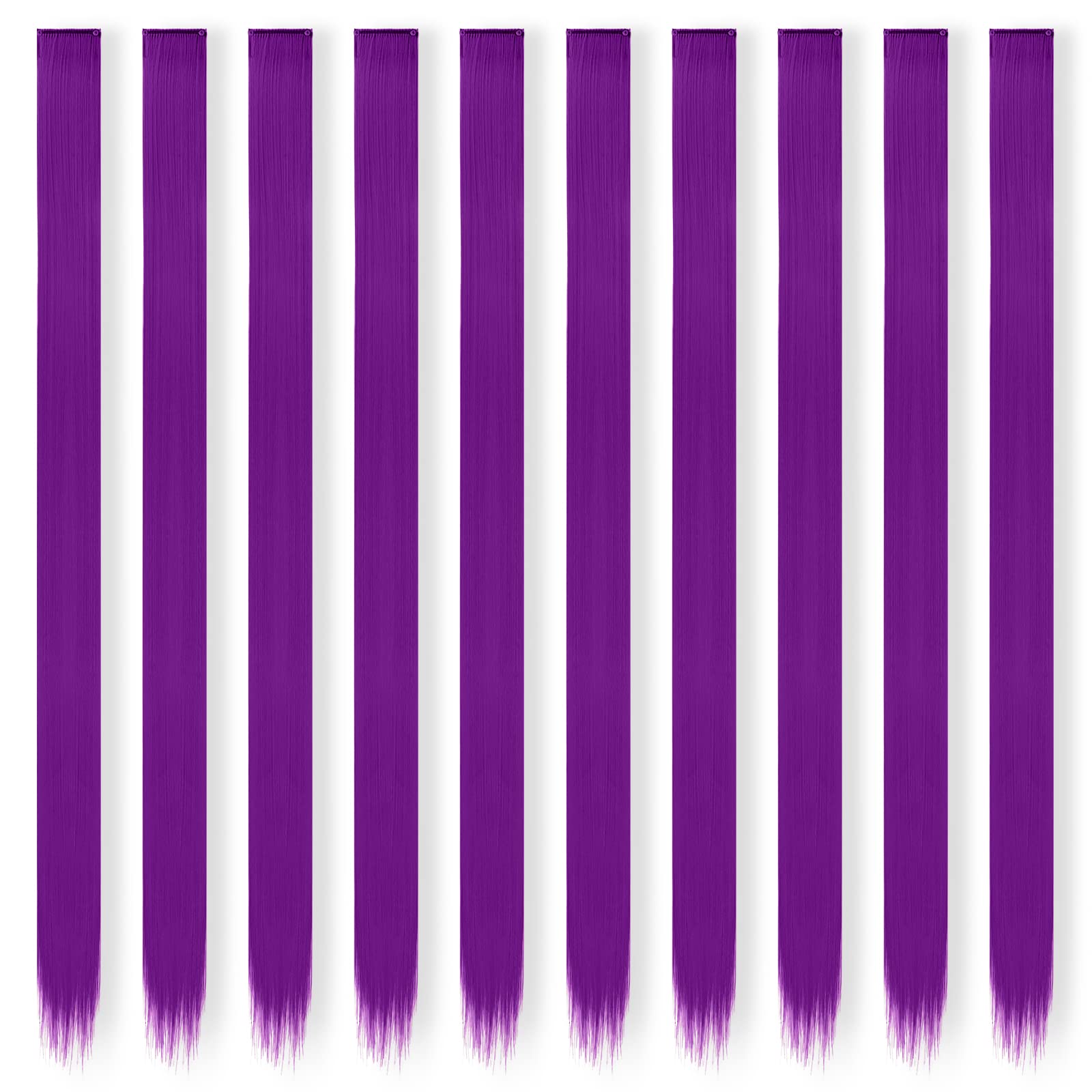 Feshfen Colorfulhair Extensions, Dark Purple Clip In Hair Extensions 10 Pcs Highlight Colored Straight Synthetic Clip In Hairpie