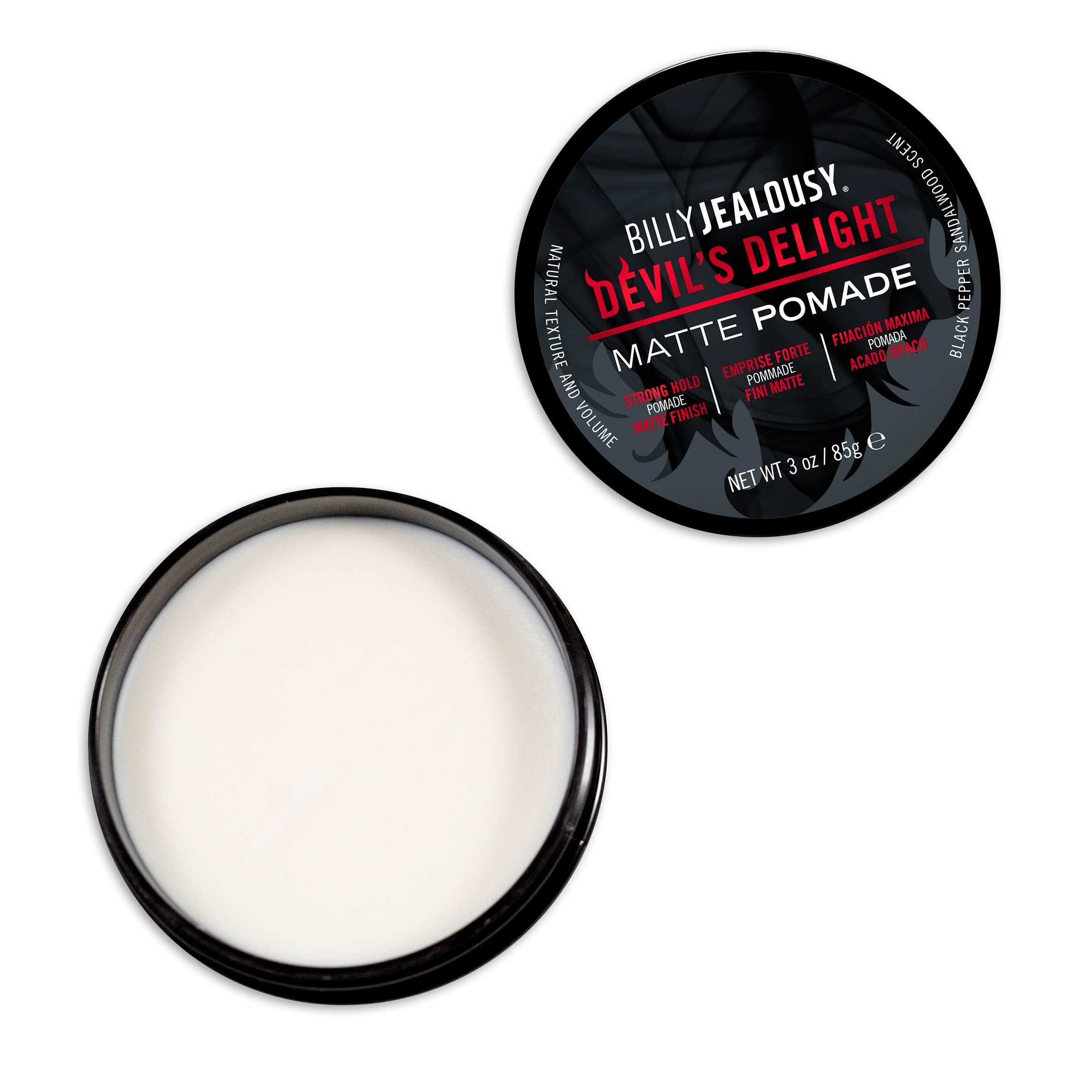 Billy Jealousy Devil's Delight Matte Pomade for Men Adds Volume and Definition, Strong Hold Water-Based Formula with Black Peppe