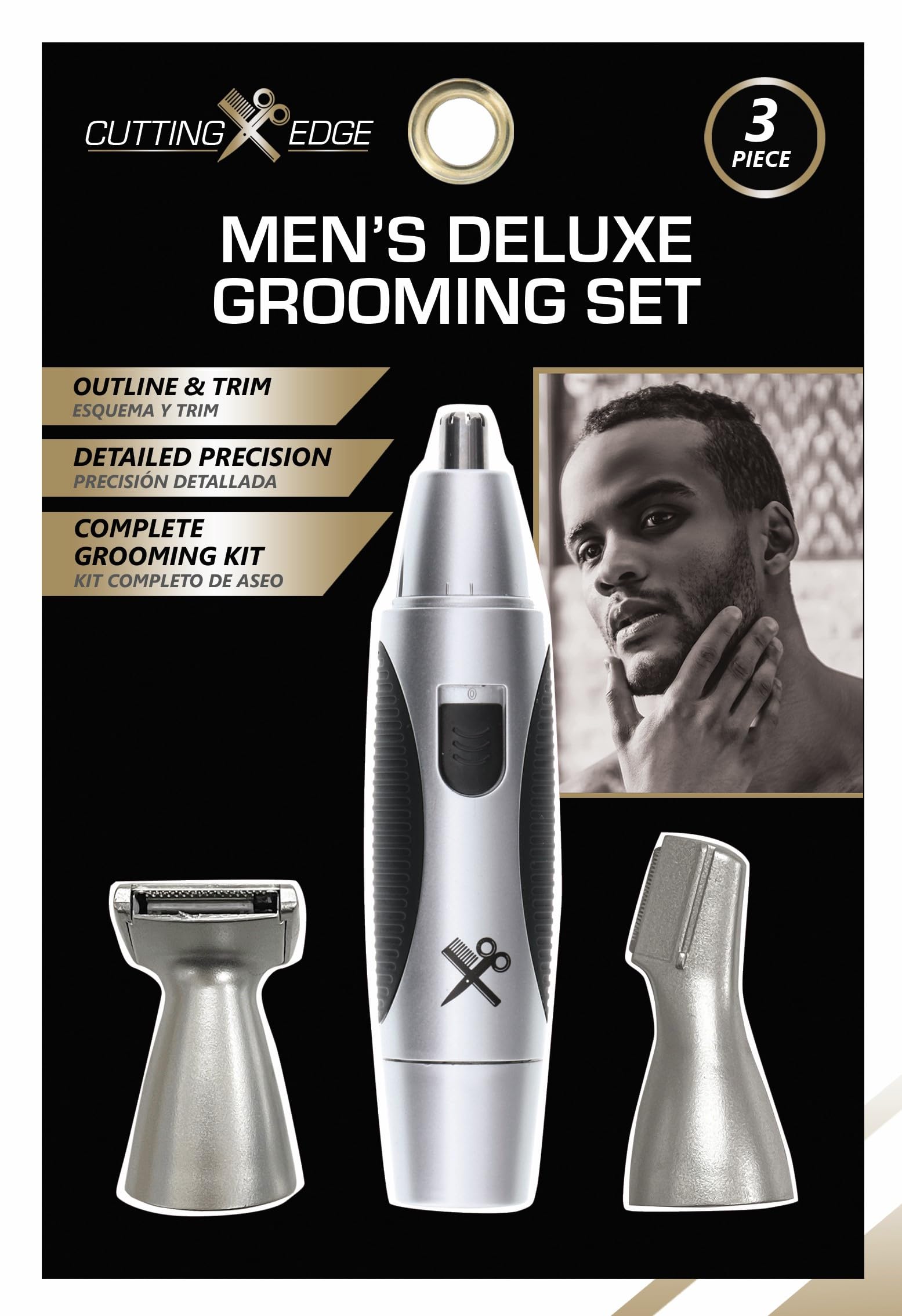 Cutting Edge Grooming Set for Men, Includes Ear and Nose Hair Trimmer, Trimmer, and Detail Trimmer, 3 Piece Grooming Kit for Men