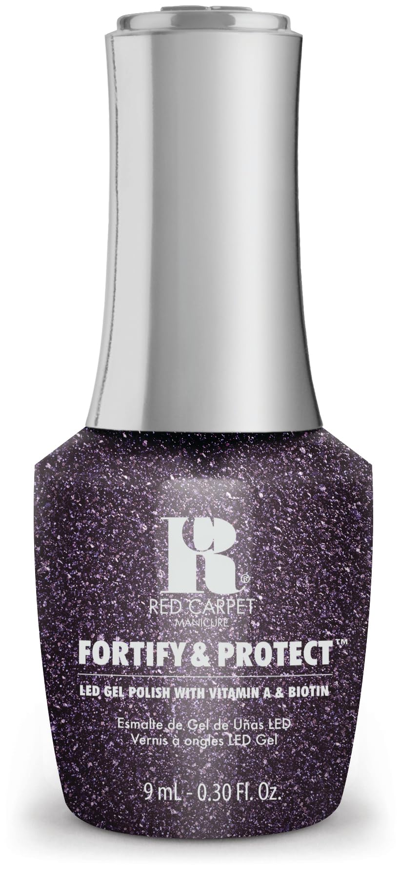 Red Carpet Manicure Fortify & Protect Gunmetal Glitter Gel Polish for Strong, Healthy Nails - Infused with Vitamin A & Biotin - 