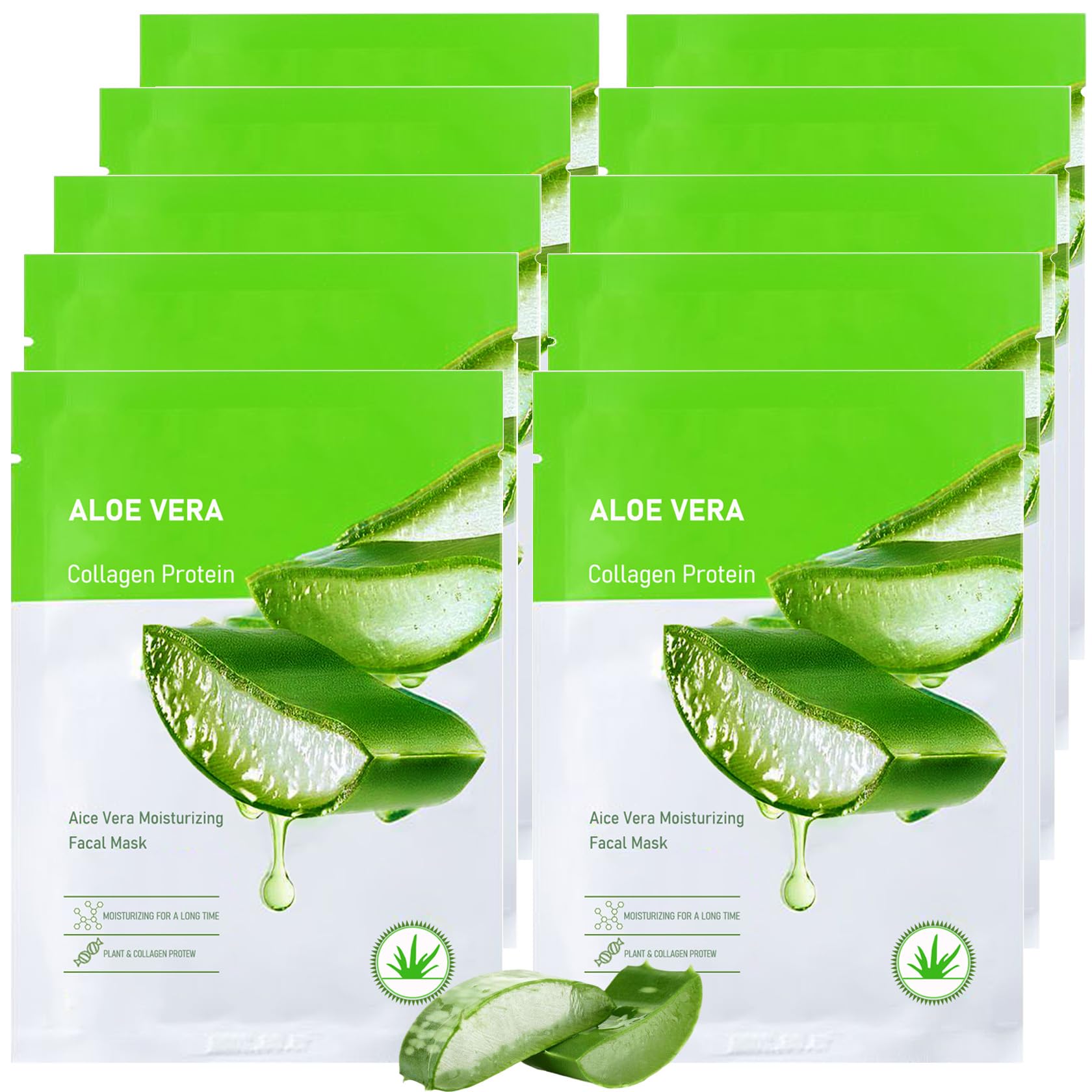 Aloe Vera Soothing Face Mask Hydrating,Moisturizing Long Lasting Facial Sheet Mask for All Skin Types,Soft Aloe Face Masks for D