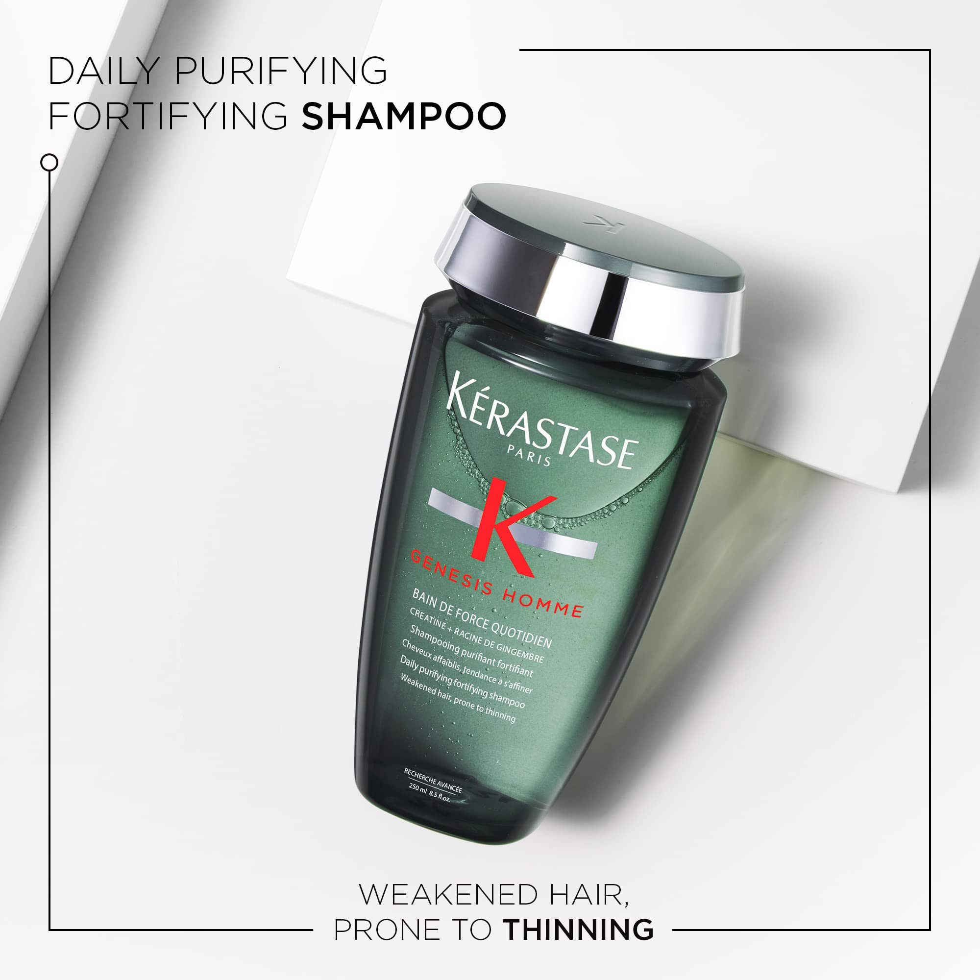KERASTASE genesis Homme Bain De Force Shampoo For Men  Deep cleansing, cooling, Strengthening & Hydrating  For Scalp, Hair & Bea