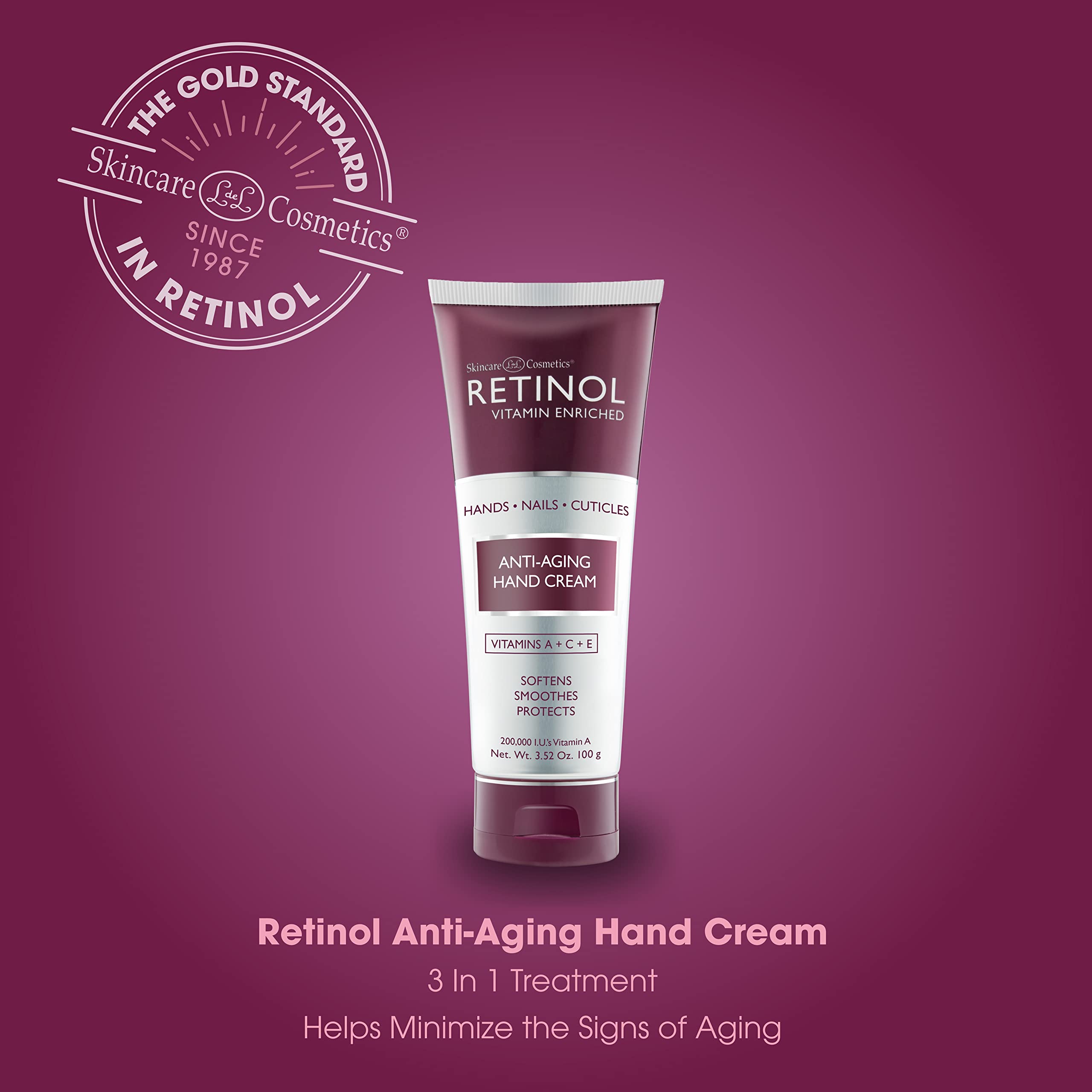 Retinol Anti-Aging Hand cream - The Original Retinol Brand For Younger Looking Hands -Rich, Velvety Hand cream conditions & Prot