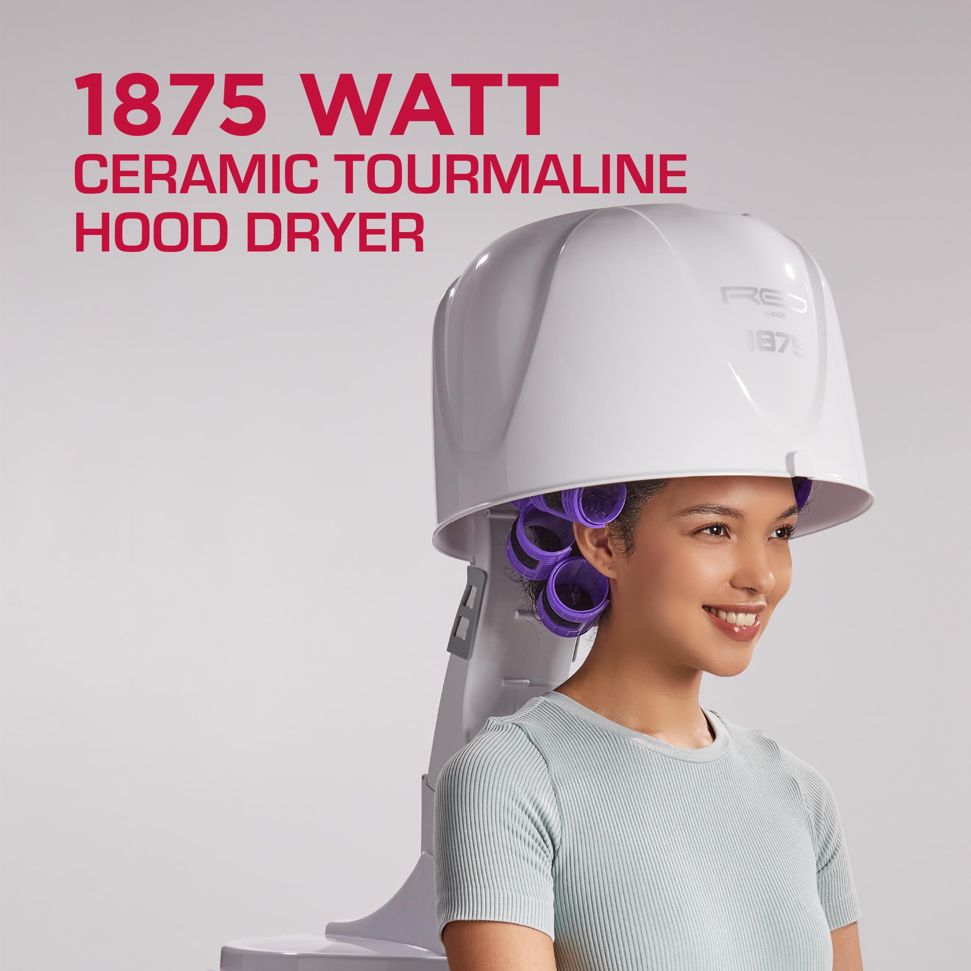 RED by KISS 1875 Watt Ceramic Tourmaline Hood Dryer, 4 Heat Settings Blow Dryer for Home & Salon, Height Adjustable Convenient H