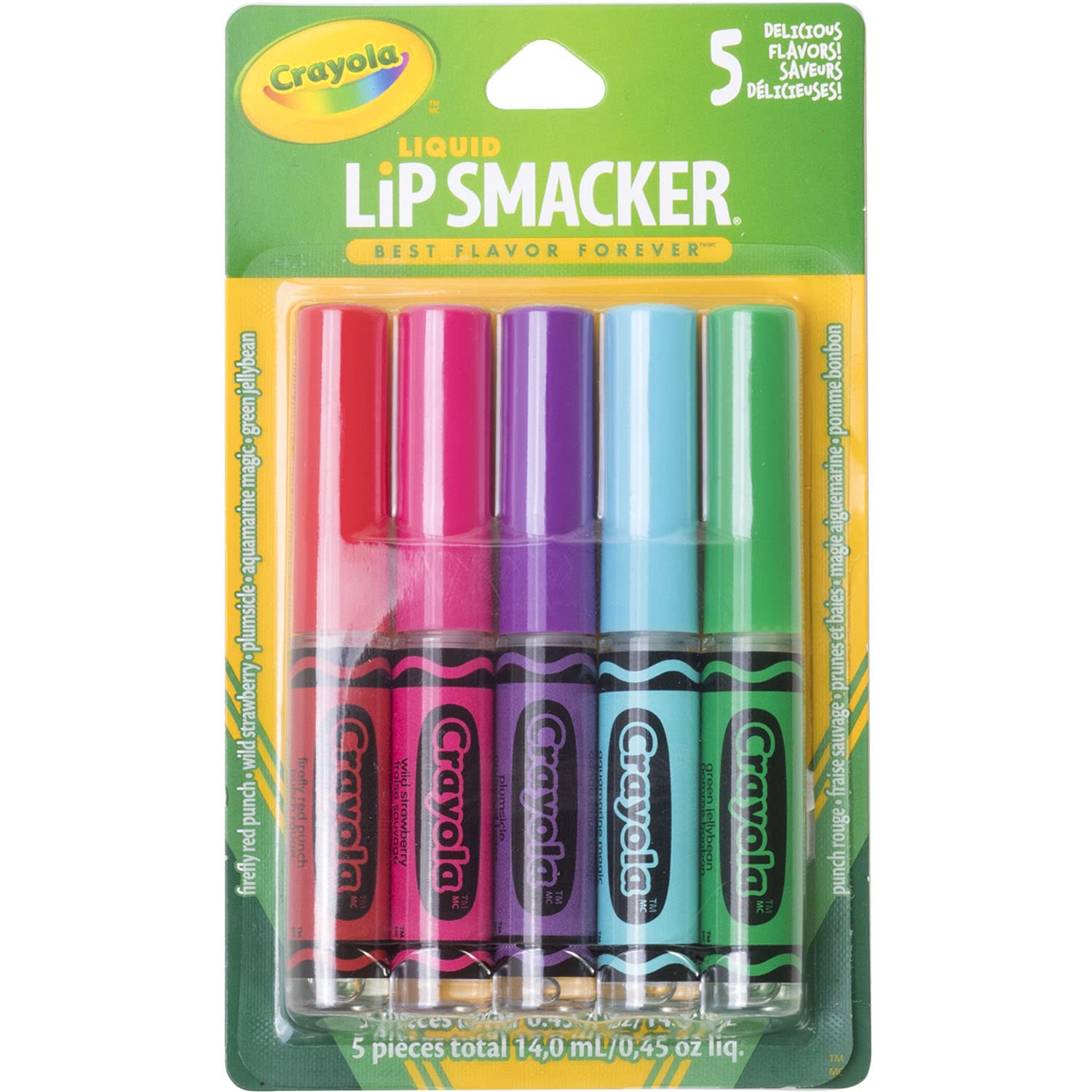 Lip Smacker Crayola Liquid Lip Gloss 5 Party Pack, 0.45 Fl. Oz, Firefly Red Punch, Wild Strawberry, Plumsicle, Aquamarine Magic,