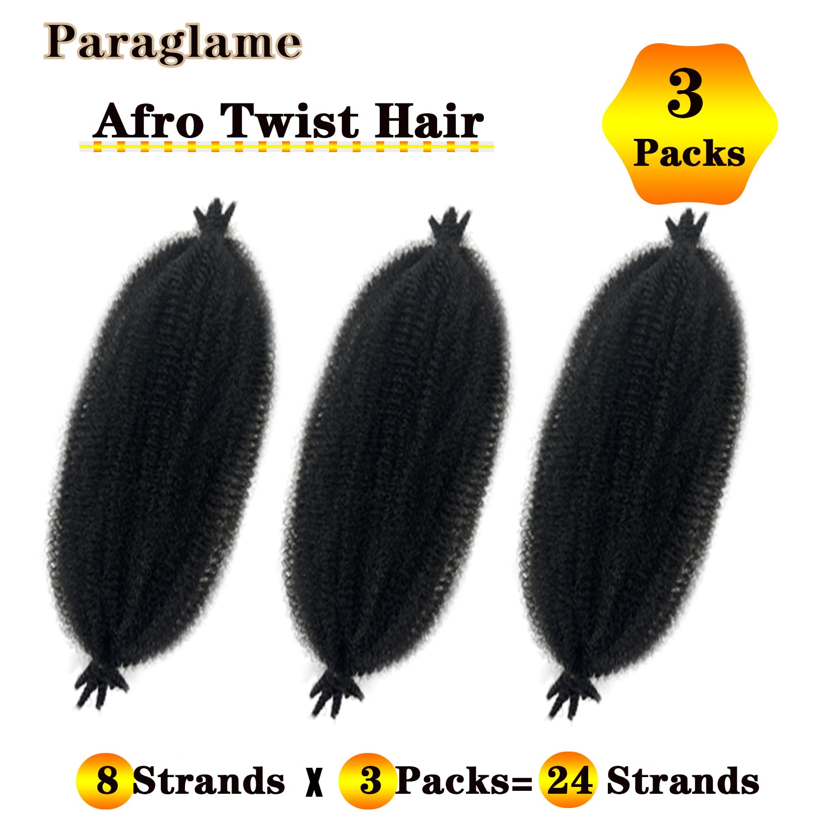 18 Inch Springy Afro Twist Hair 3 Packs Marley Twist Braiding Hair Natural Black Soft Spring Twist Wrapping Hair For Soft Locs (