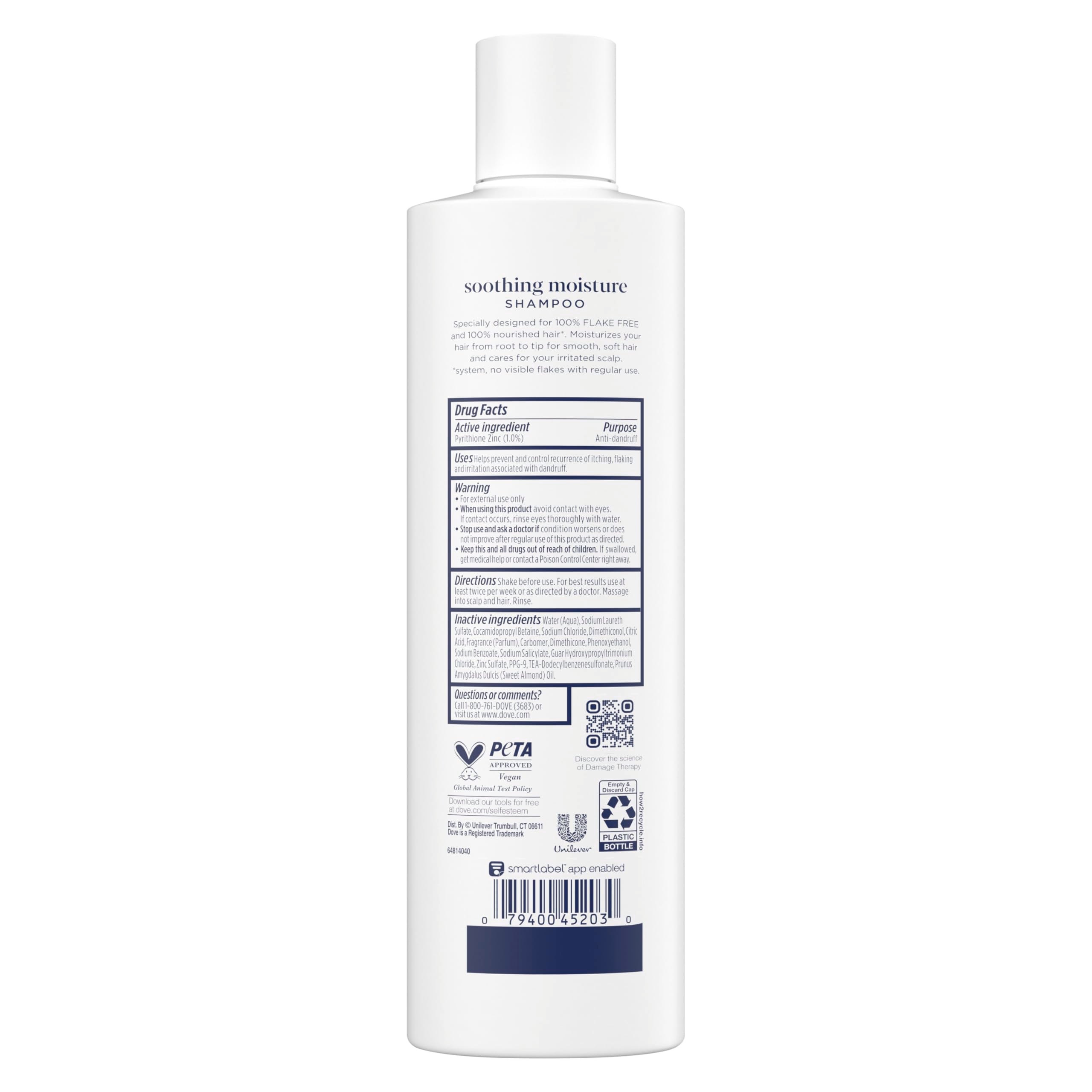 Dove Damage Therapy Derma Shampoo Soothing Moisture Pack of 6 for Flaky Scalp with Pyrithione Zinc and Almond Oil 12 Fl Oz