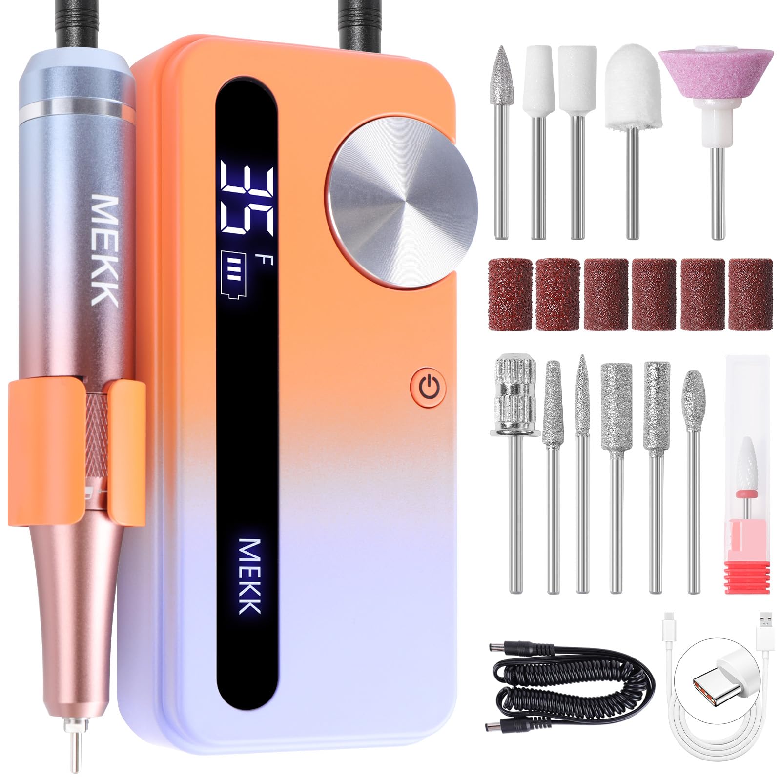 MEKK Rechargeable Nail Drill Cordless Nail Drill Machine 35000RPM Nail Drill for Acrylic Nails,Professional Nail Drill Kit with 