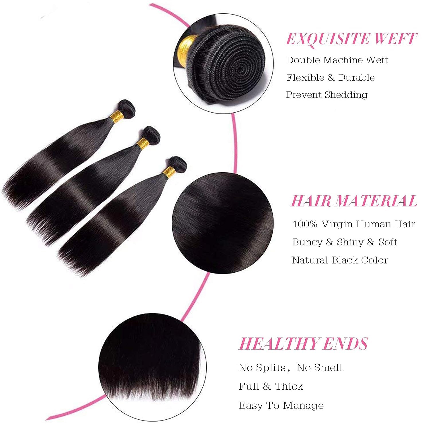Straight Human Hair 3 Bundles 10 10 10 Inch Short Virgin Hair Weave Bundles Human Hair Straight Bundles For Women Human Hair Bun