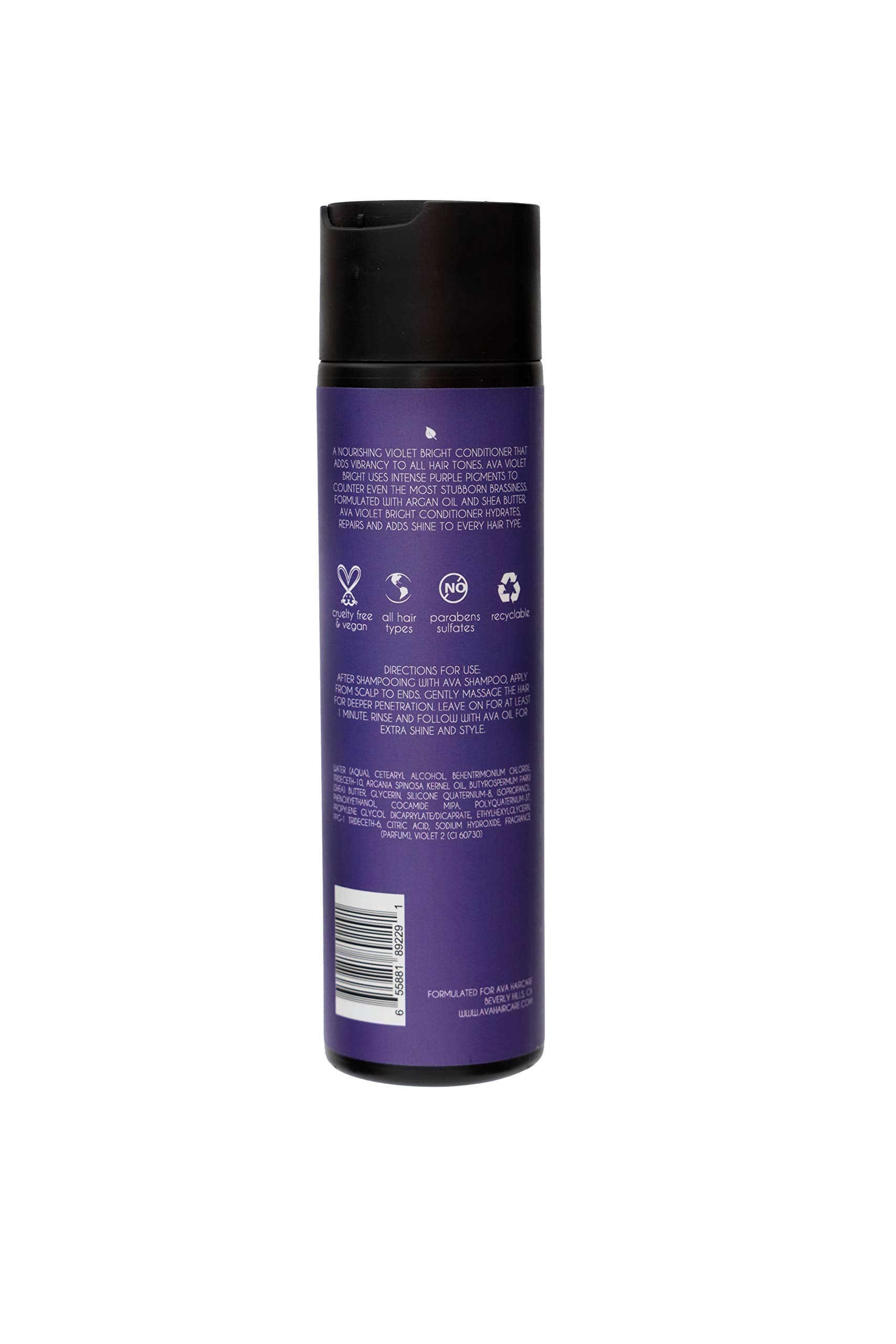 Ava Haircare - Violet Bright Conditioner - Vegan, Sulphate Free, Paraben Free, Cruelty Free - Violet Conditioner (8.4oz)
