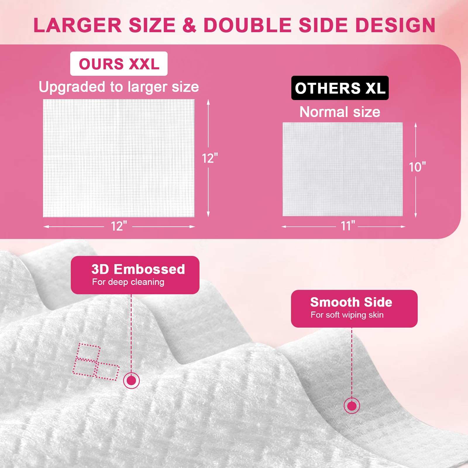 Facemade 60 Ct Disposable Face Towels Xxl, Face Towelettes For Makeup And Clean, Super Soft And Thick Dry Wipes, Usda Certified