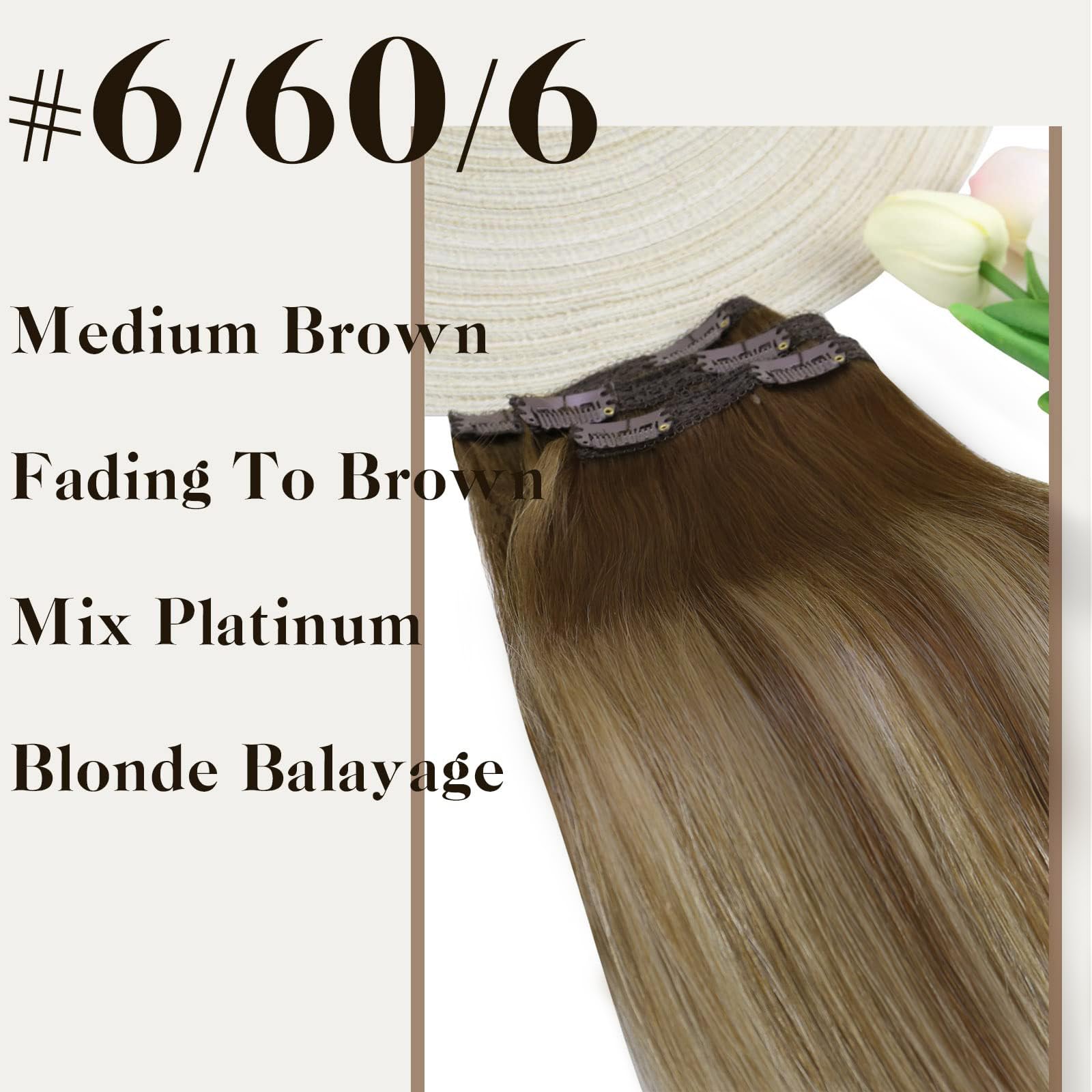 Sunny Ombre Clip In Hair Extensions Brown Blonde Clip In Human Hair Extensions Balayage Invisible Clip On Hair Extensions Ombre