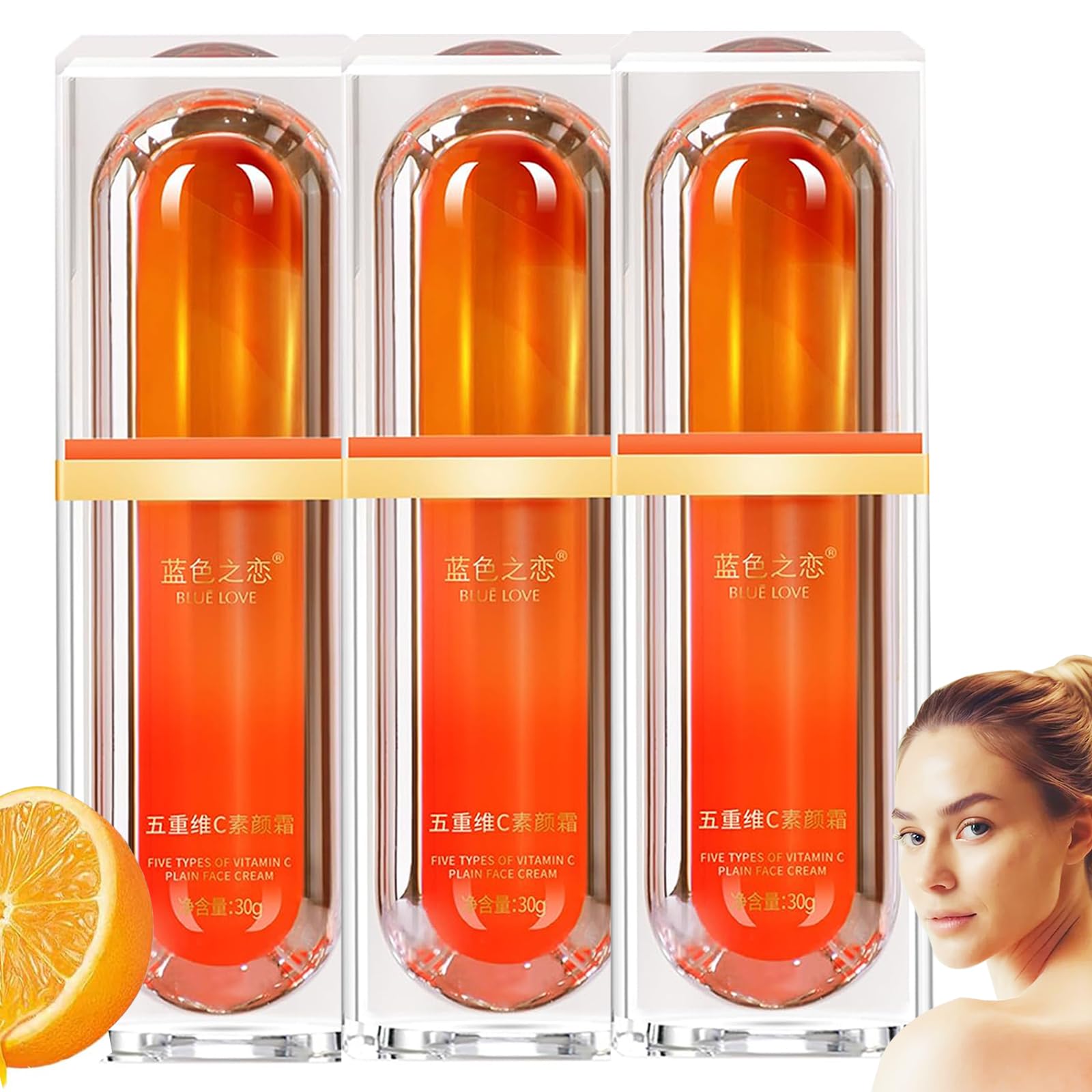 BLUE LOVE 3PCS Vitamin C Tone Up Cream Set, Quick Makeup Moisturizer for Radiant Skin, Natural Skincare for All Skin Types & Dai