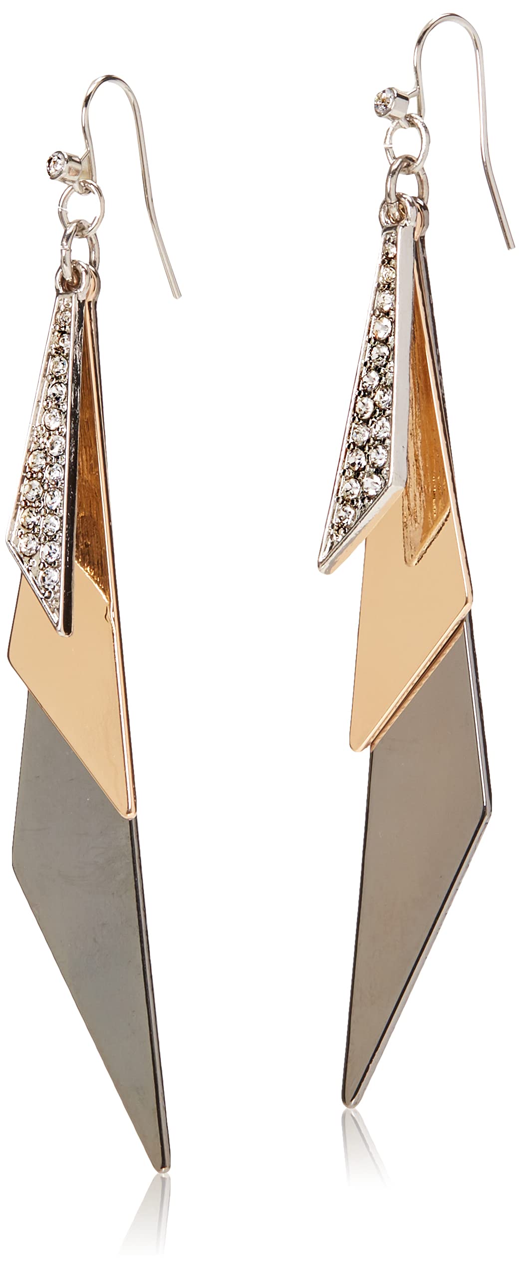 GUESS Basic Mixed Metal Linear Triangles Drop Earrings