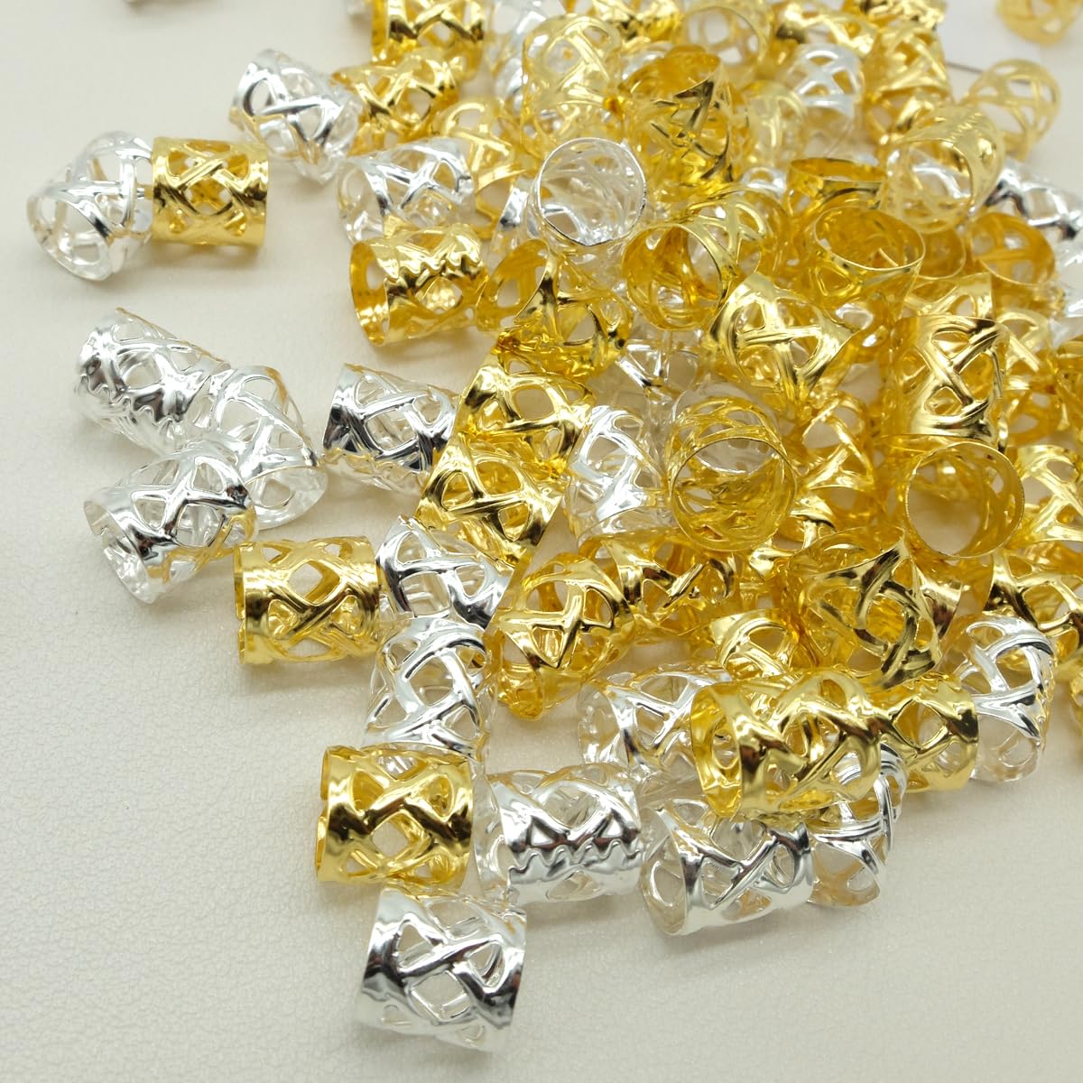 100Pcs Gold And Silver Dreadlock Accessories Hair Cuffs For Braids Loc Jewelry Rings Adjustable Hair Beads For Women And Girls