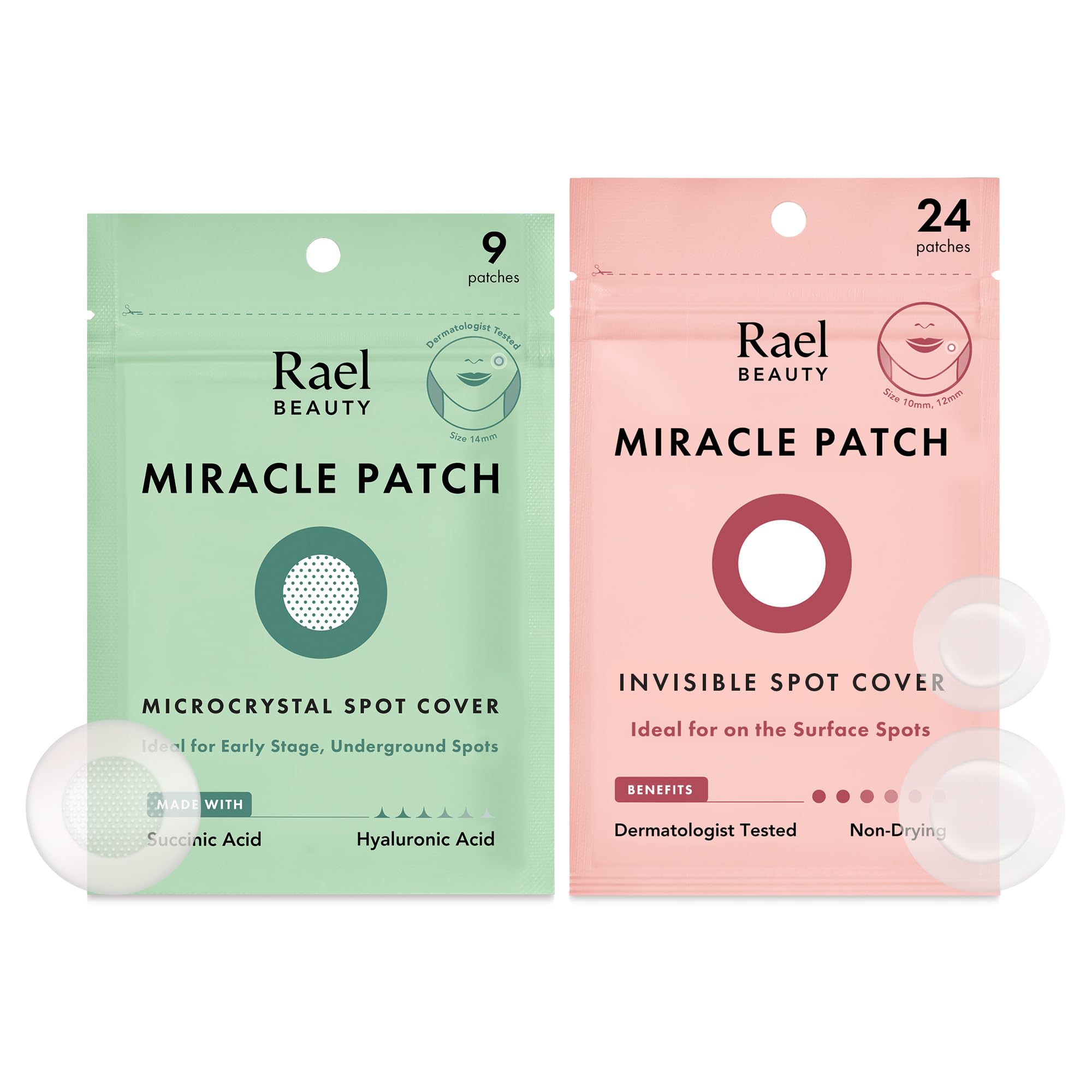 Rael Pimple Patches, Miracle Patch Bundle - Hydrocolloid Acne Patch For Face, Zit & Blemish, Breakouts, All Skin Types, Vegan, C