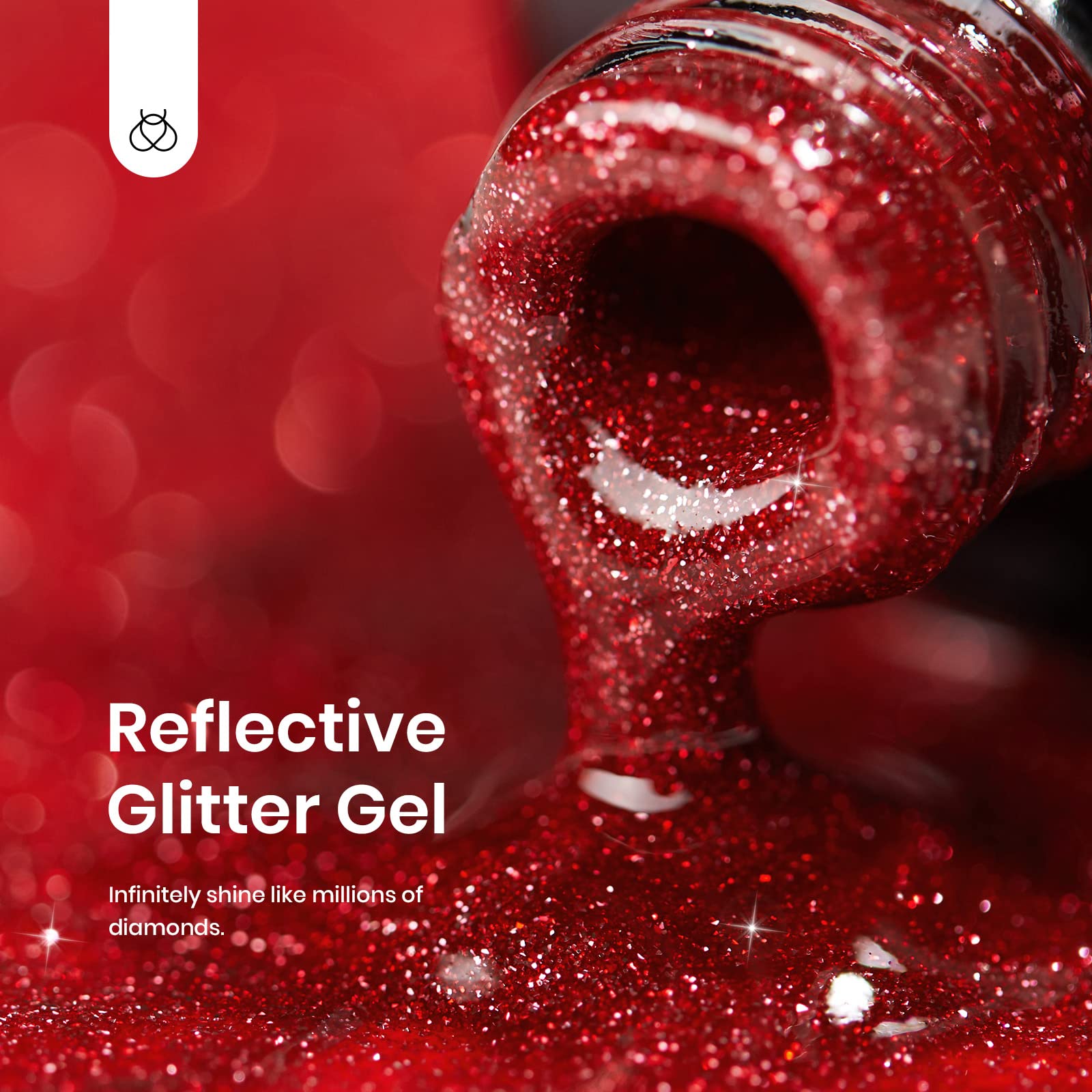 Beetles Red Gel Nail Polish - 15Ml Sparkly Glitter Diamond Red Gel Polish For Girls & Women - Soak Off, Uv Nail Lamp Included
