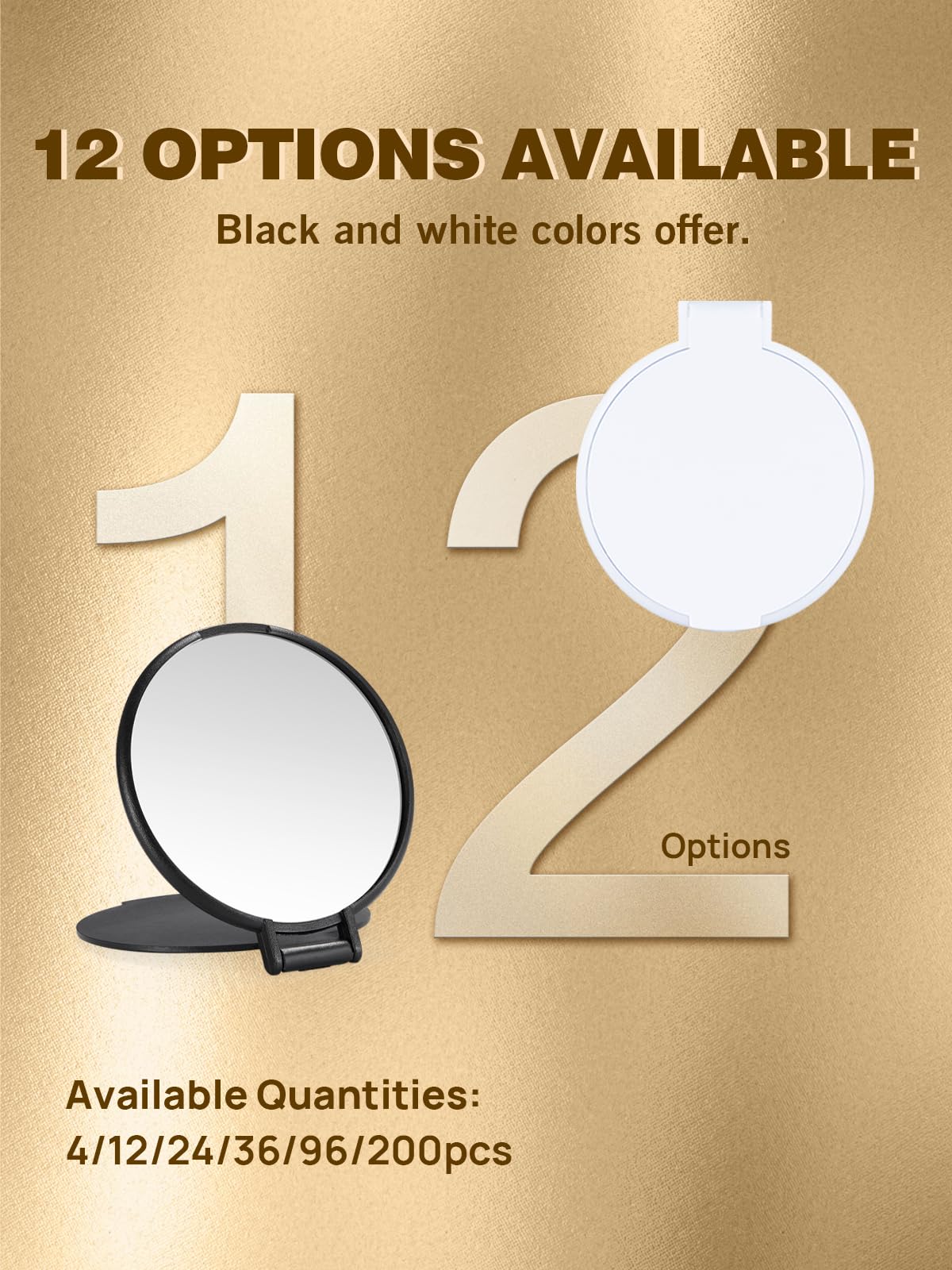 Qislee Compact Mirror Bulk, Round Makeup Mirror for Purse, Set of 12(Black)