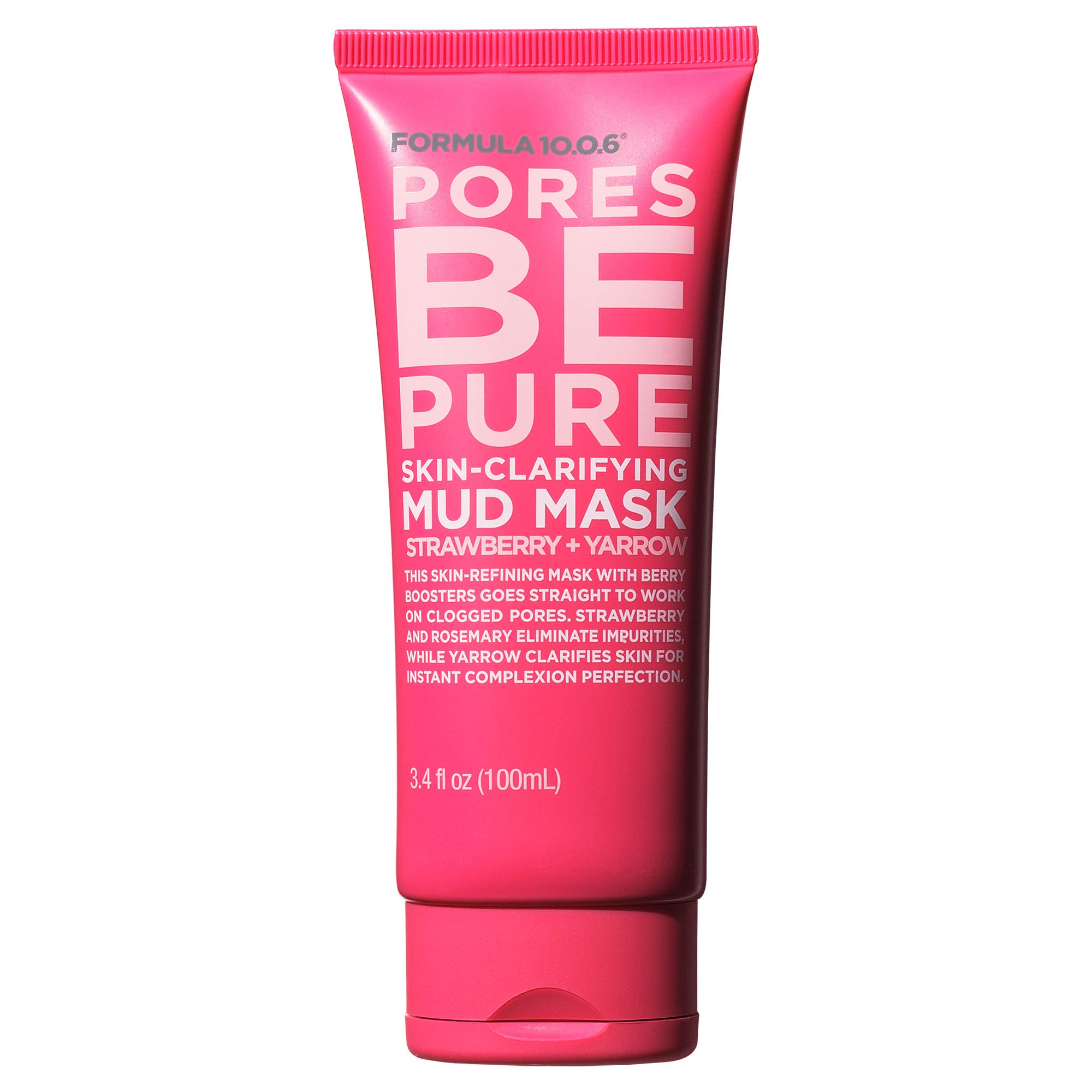 FORMULA 10.0.6  Pores Be Pure SkinClarifying Mud Mask 3.4 fl oz. Unclogs Pores, Removes Impurities for Clear Skin, Vegan, Para