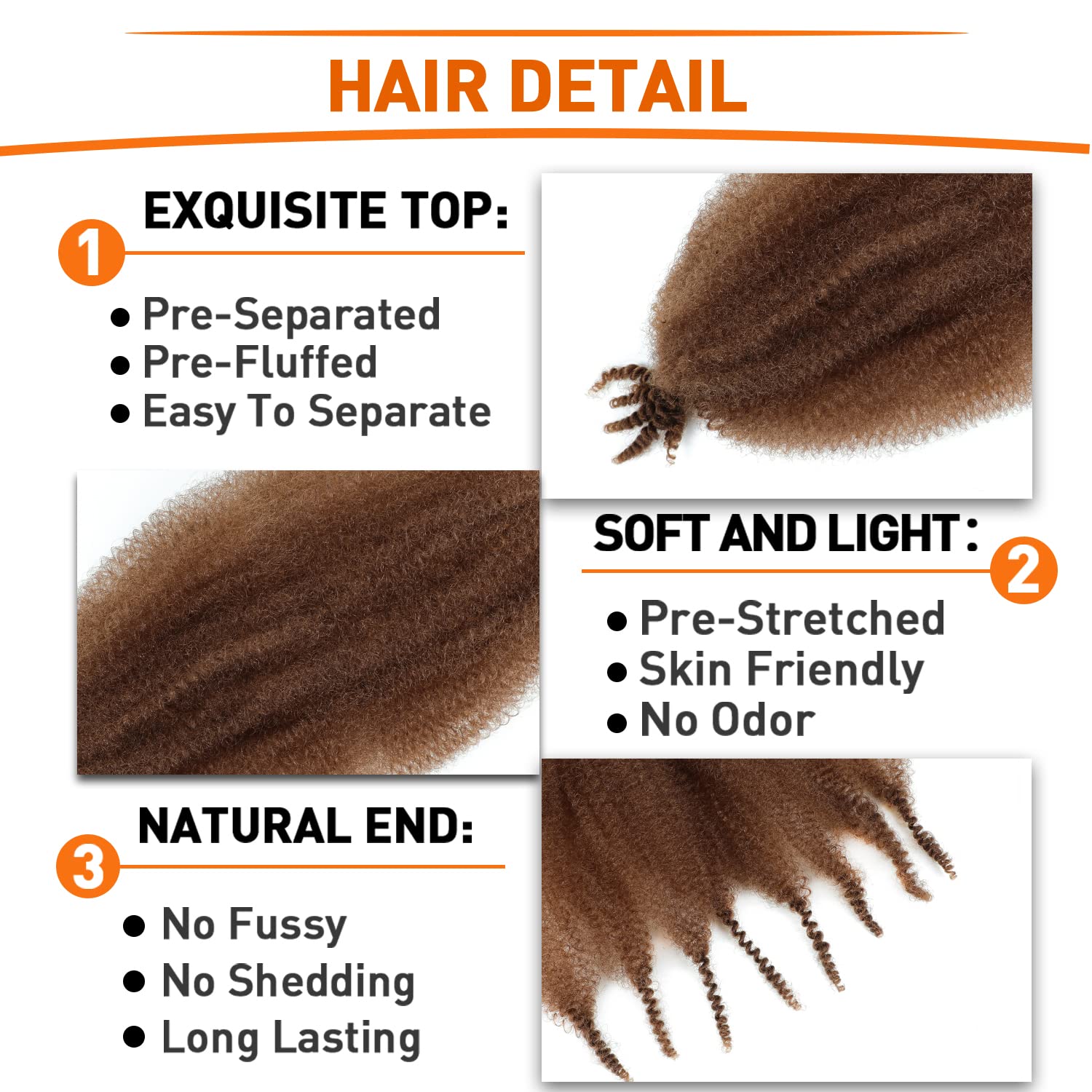Springy Afro Twist Hair 12 Inch 6 Packs Pre Fluffed Marley Twist Braiding Hair For Black Women (12 Inch, 6 Packs, 30#)