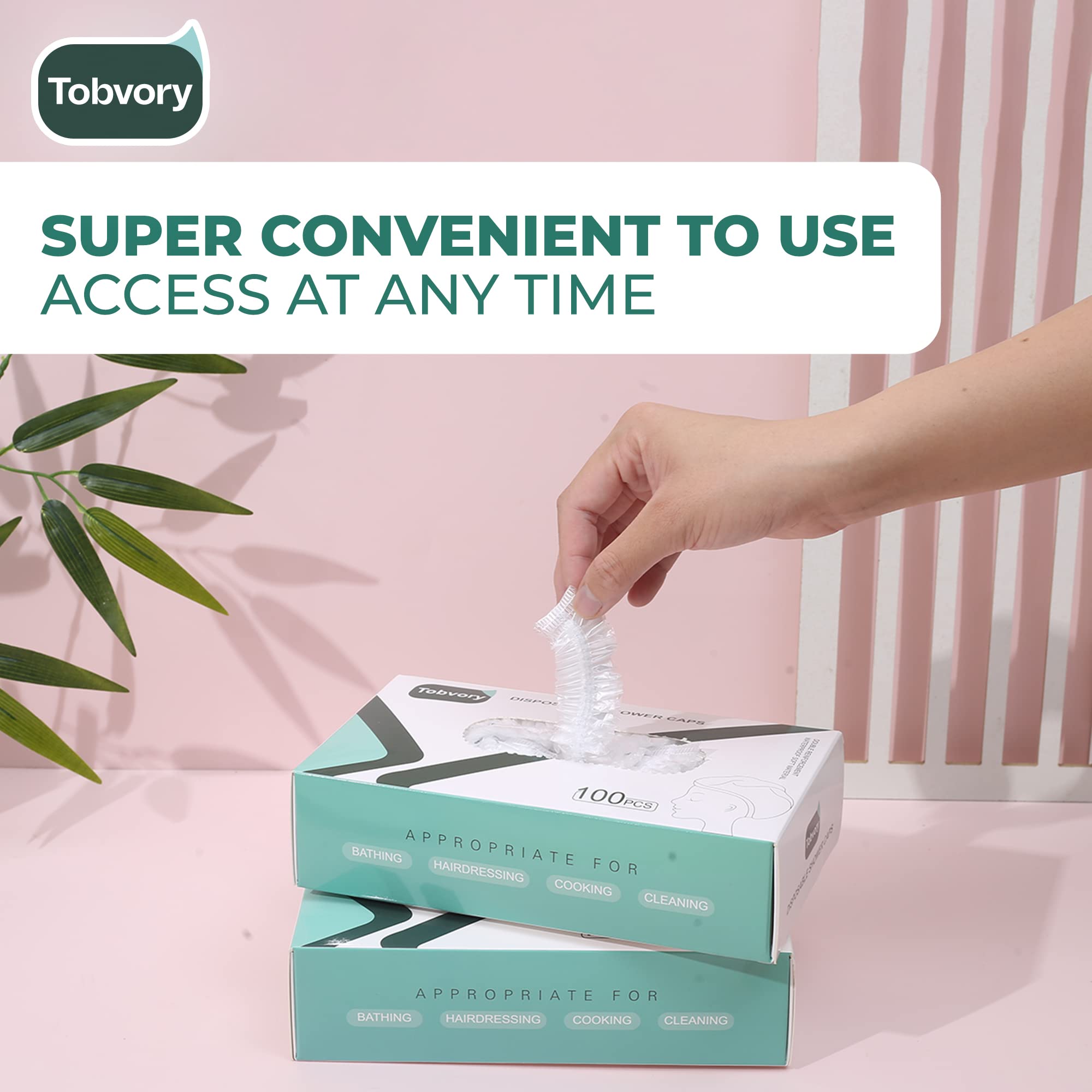 Disposable Shower Caps - 100Pcs Shower Cap Tobvory Waterproof Plastic Shower Cap For Women Men For Hair - Extra Elastic Large Sh