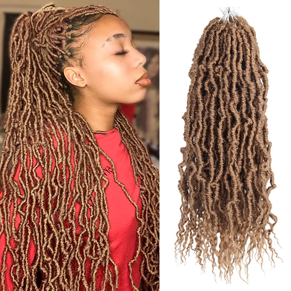 BOHOBABE 24 Inch New Faux Locs With Curly End 6 Packs Soft Locs Crochet Hair 72 Strands Long Natural Crochet Braids (6Packs,27#)