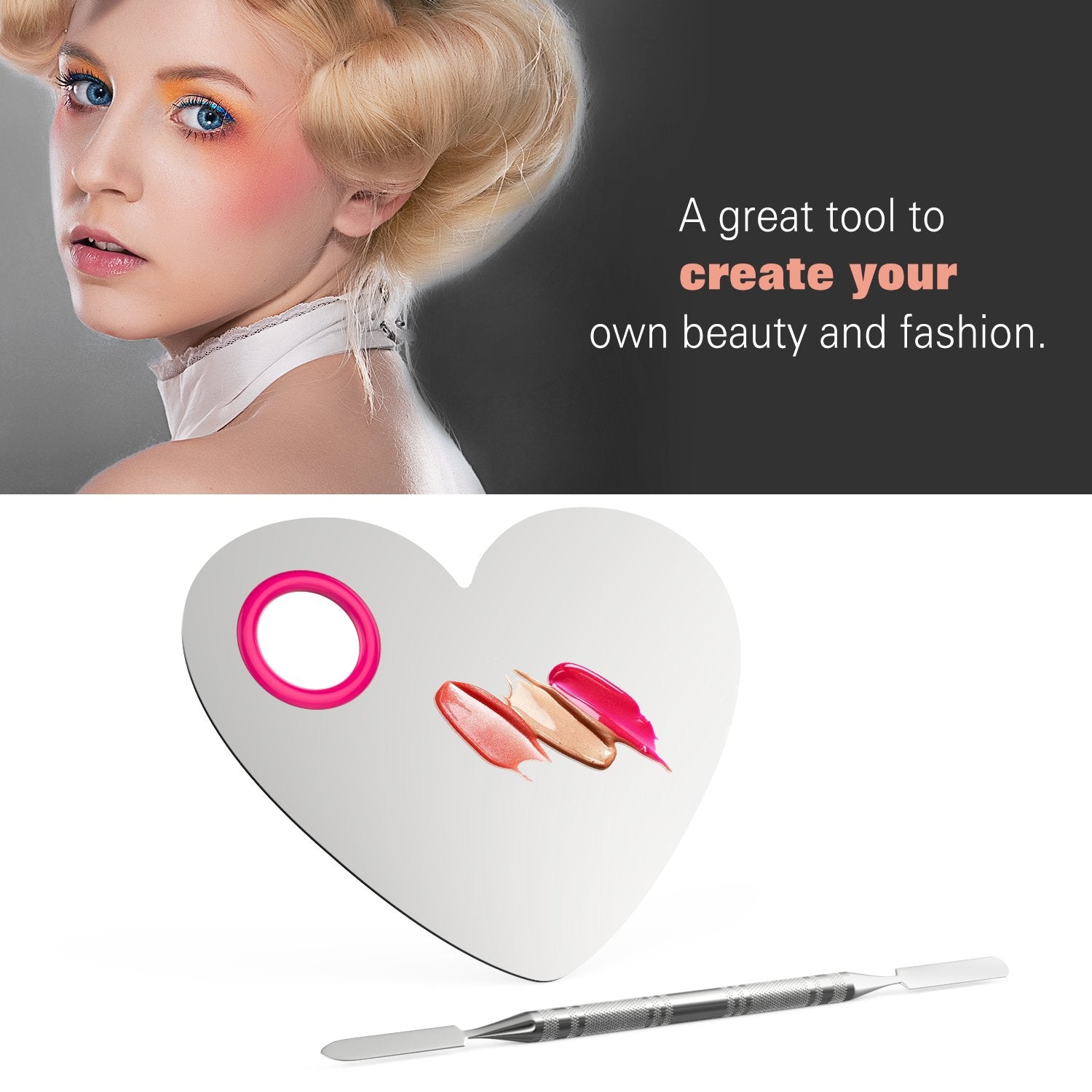Luxspire Makeup Mixing Palette, Stainless Steel Cosmetics Makeup Palette Foundation Cream Mixing Blending Artist Tool Makeup Too