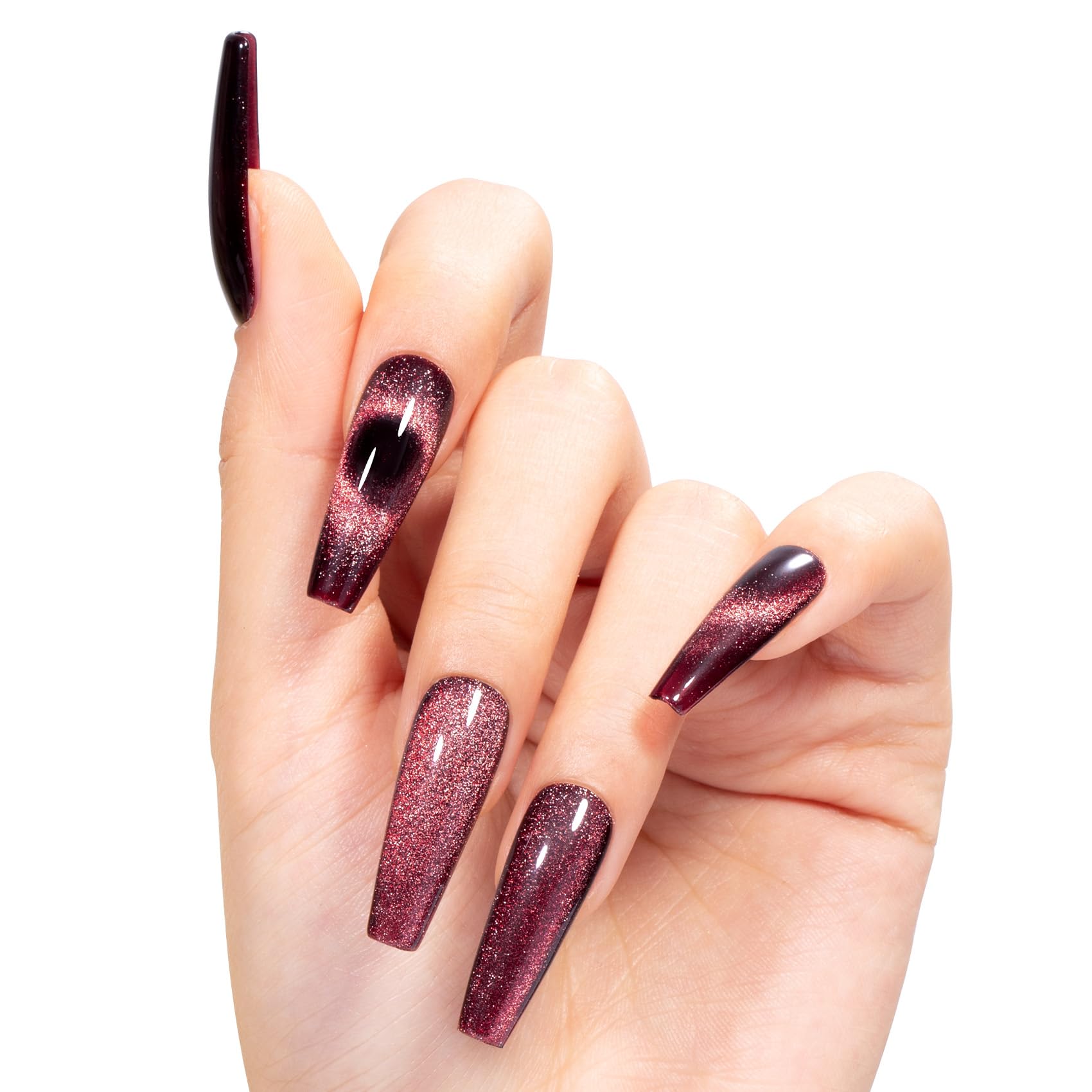 Maychao 15Ml Cat Eye Gel Nail Polish 1Pc Mysterious Red Gel Polish With Magnet Soak Off Holographic Magnetic Nail Polish For Nai