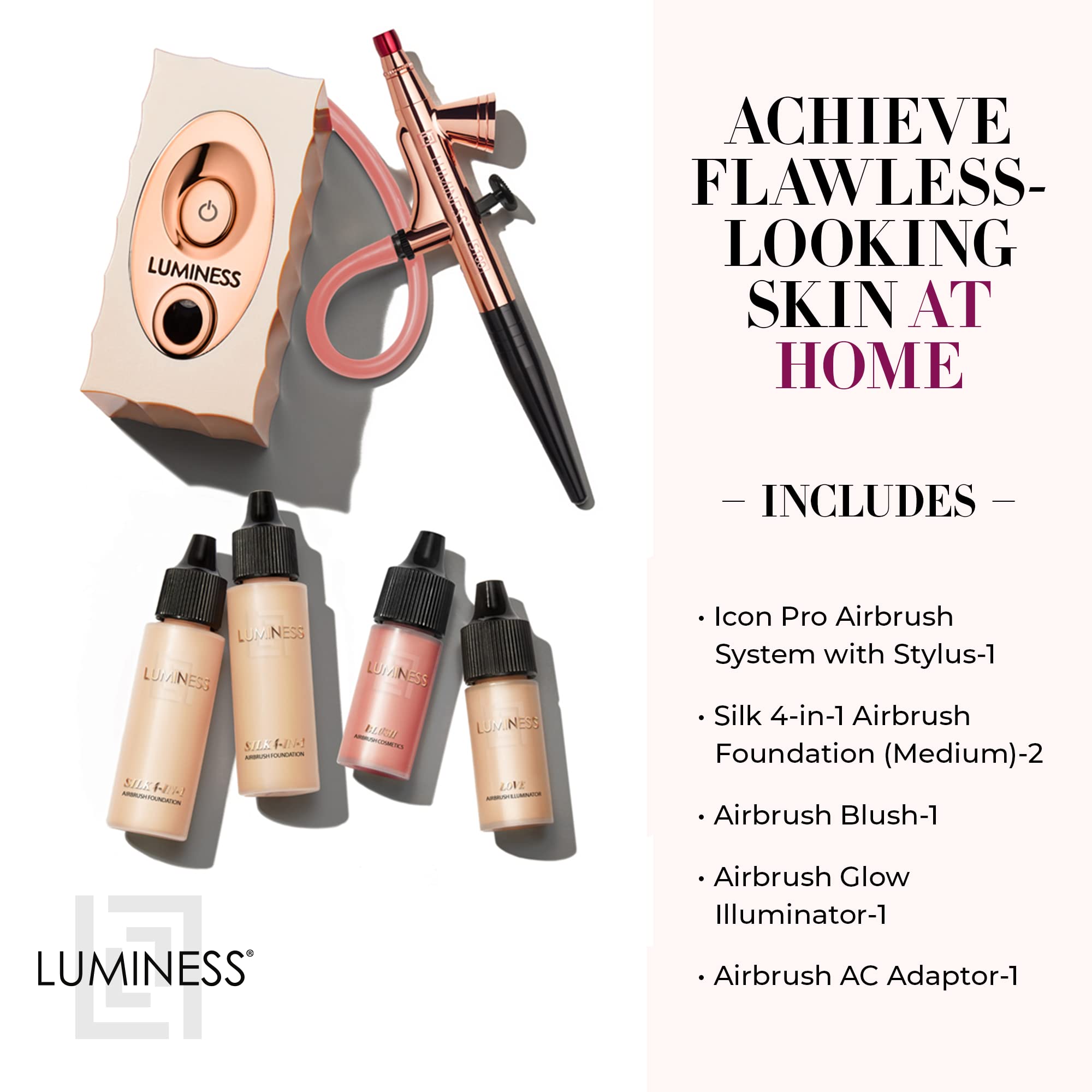 Luminess Air Icon Pro Airbrush System with 4-Piece Foundation Starter Kit, Medium Coverage - Quick, Easy & Long Lasting Applicat