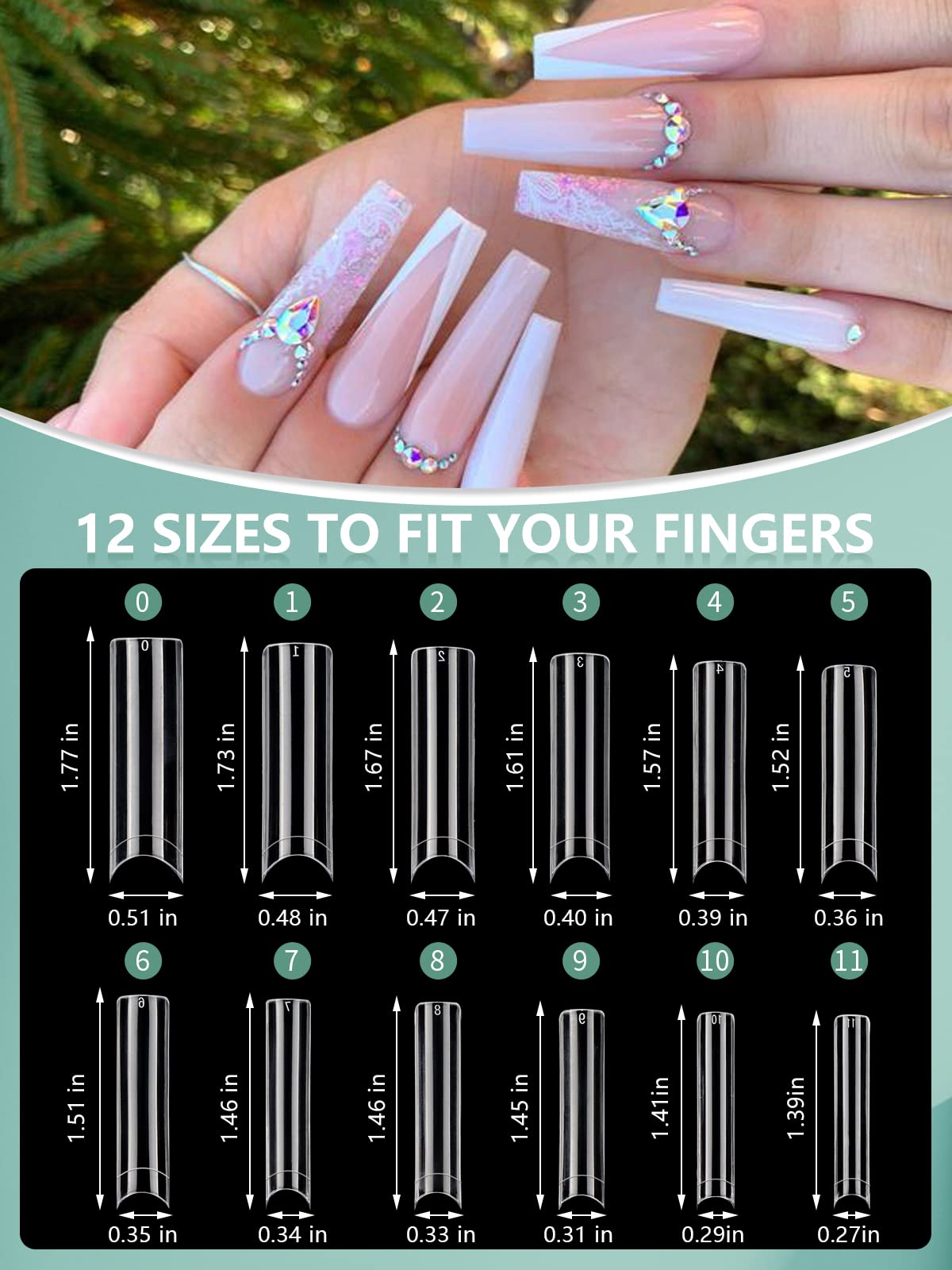 480Pcs Xl Long Clear Nail Tips, 240Pcs Coffin Nails Tips With 240Pcs No C Curve Square Nail Tips For Acrylic Nails Professional,
