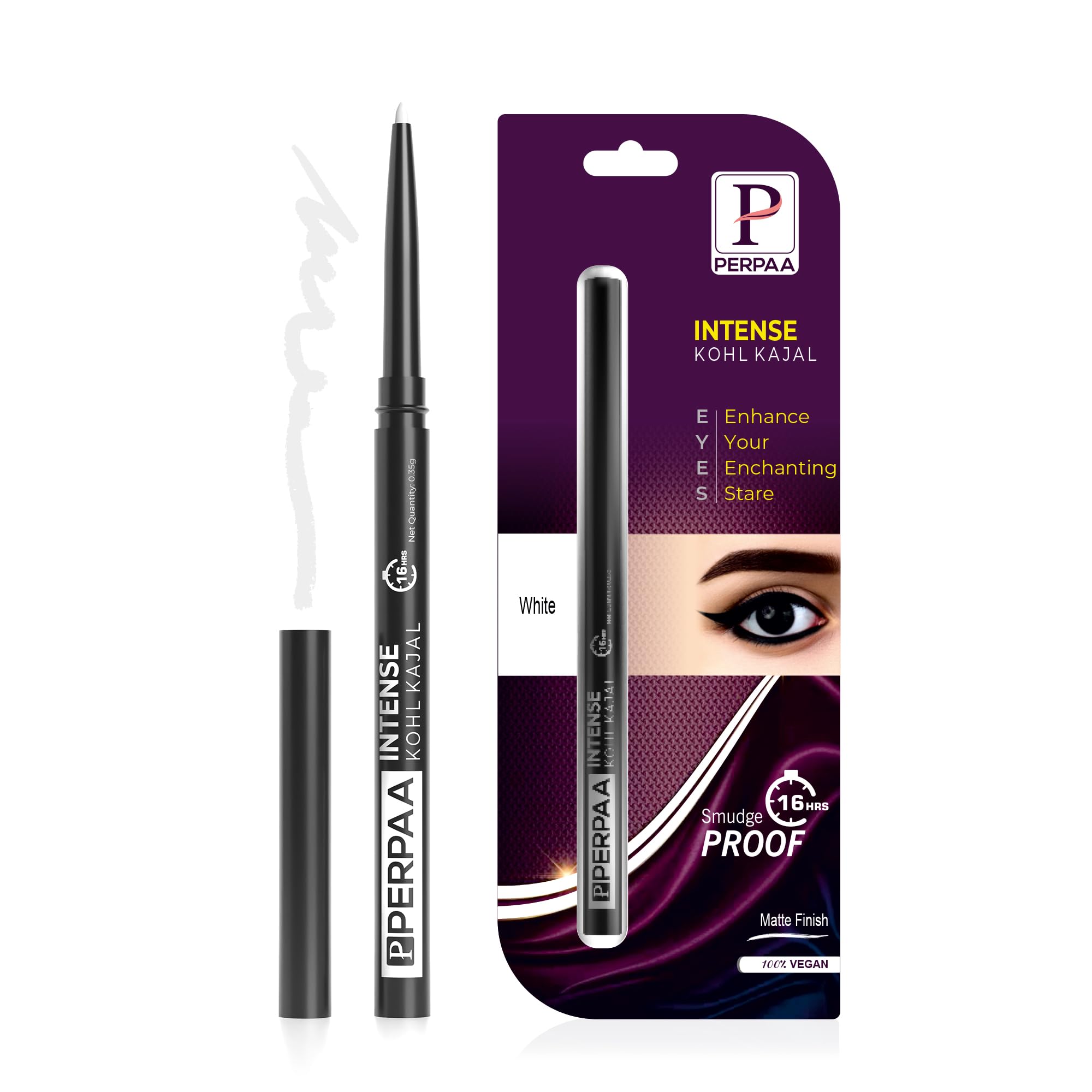 Perpaa Waterproof Intense Kohl Kajal | LongLasting, 16H Stay, SmudgeProof Eye Liner Pencil Set With Matte Finish | Eye Makeup 